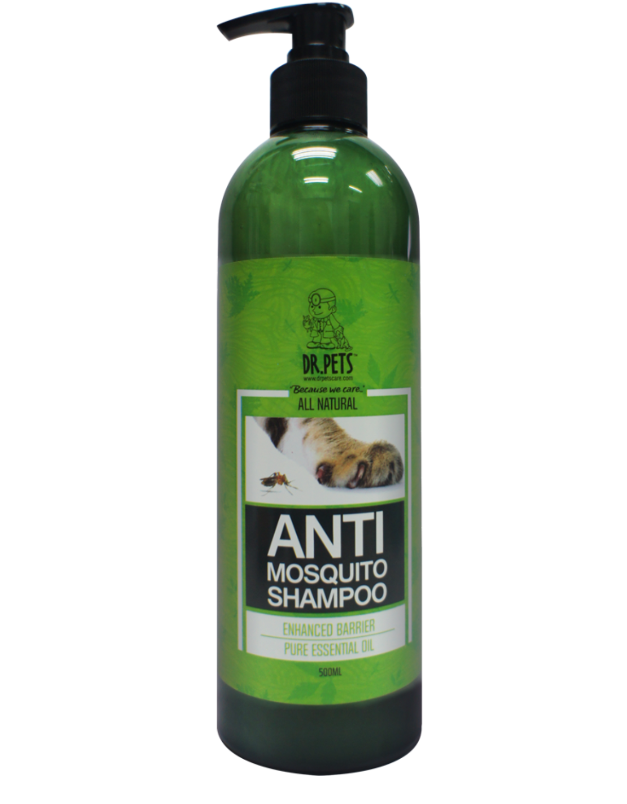 Dr. Pets All Natural Anti Mosquito Neem Shampoo for Dogs & Cats - 500ml | Flea & Tick Prevention, Soothing Itchy Skin | Perfect for Outdoor Pets & Summer Protection