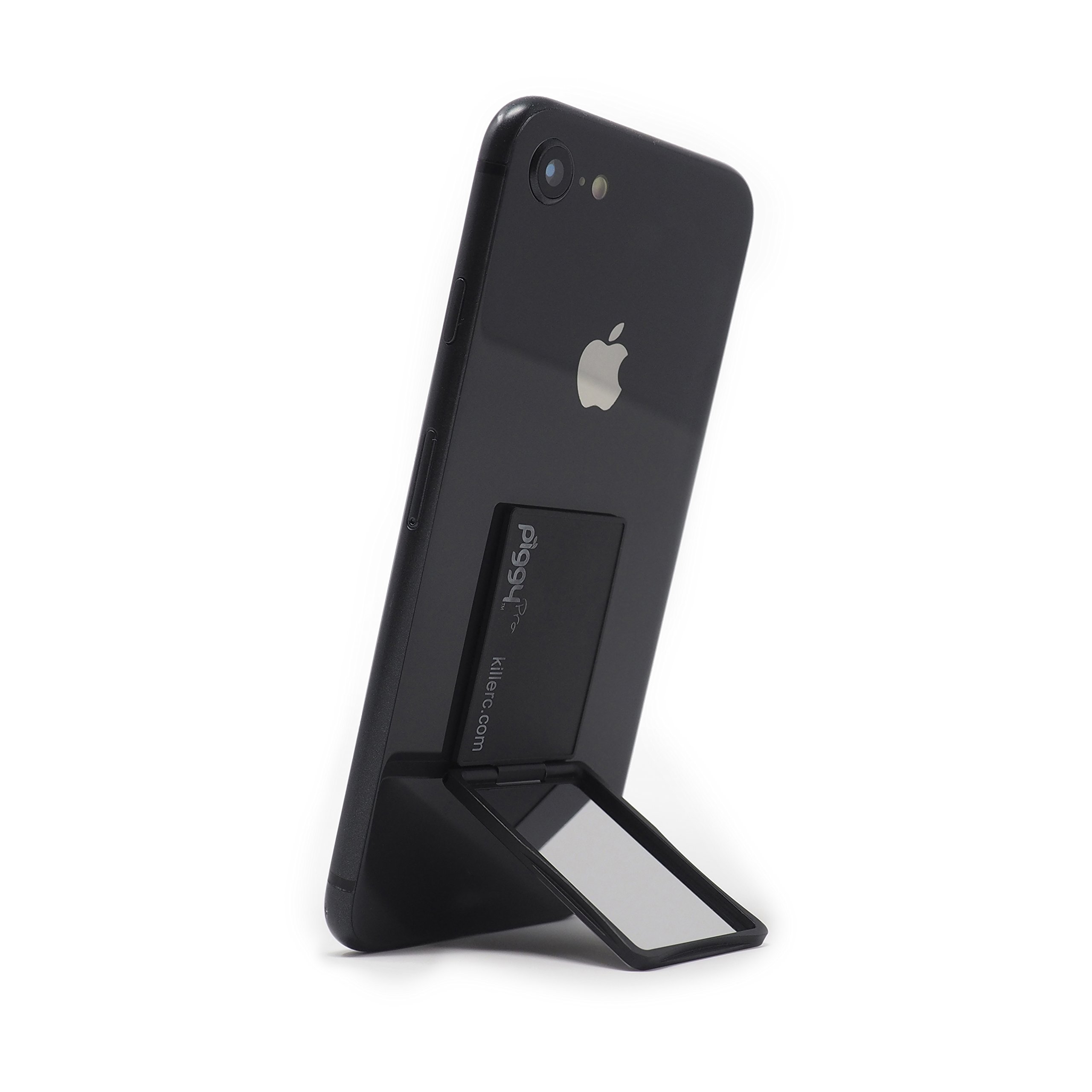 Adjustable Phone Stand & Grip with Mirror - Studio Laguna Flip Stand for iPhone & Android, Magnetic Car Mount Compatible - Perfect for Video Calls, Hands-Free Viewing & Car Travel (Black)