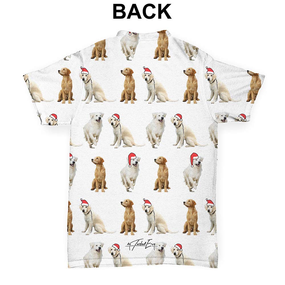 TWISTED ENVY Baby T-Shirts with Golden Retrievers & Santa Hats Print - Cute Christmas Outfits for Infants & Toddlers - Perfect for Holiday Photos, Family Gatherings & Festive Celebrations