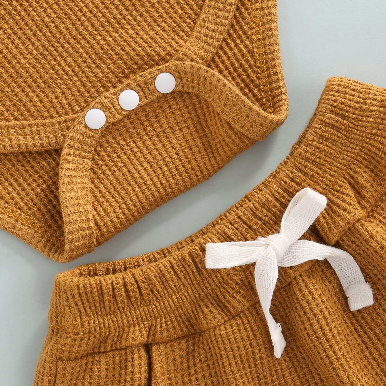 Newborn Baby Boy & Girl Summer Outfit - 2-Piece Sleeveless Tank Romper & Waffle Knit Shorts Set | Soft Casual Clothes for Playtime & Outdoor Activities