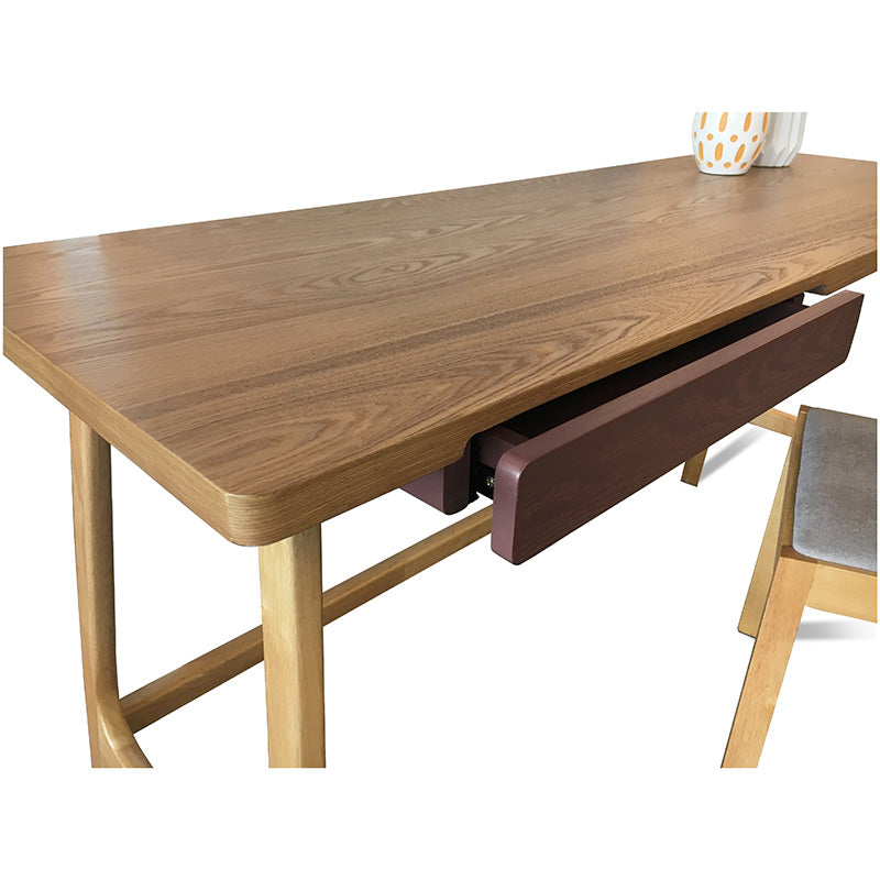 Ergonomic Study Desk with Natural Wood Finish - Perfect for Home Office, Student Dorm & Small Space Workspaces