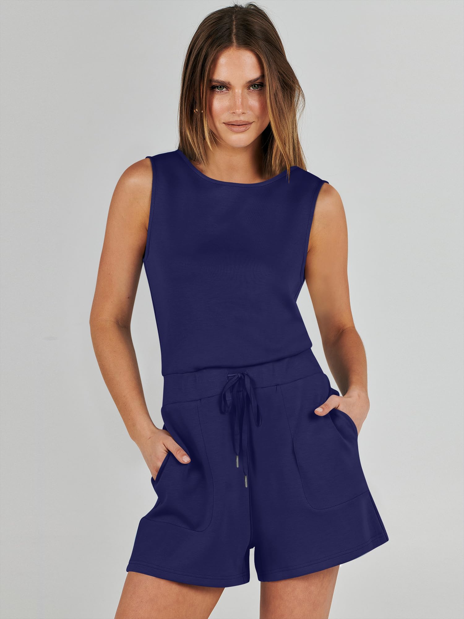 ANRABESS Women's Sleeveless Romper Jumpsuit - Summer Casual & Lounge Outfit 2025 | Trendy Cozy Shorts Playsuit for Beach, Vacation & Everyday Wear