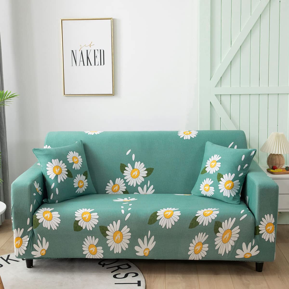 Stretch Sofa Covers - Printed Elastic Couch Slipcovers for 3-Seater Couches, Universal Fit Furniture Protector for Living Room, Bedroom & Office Use