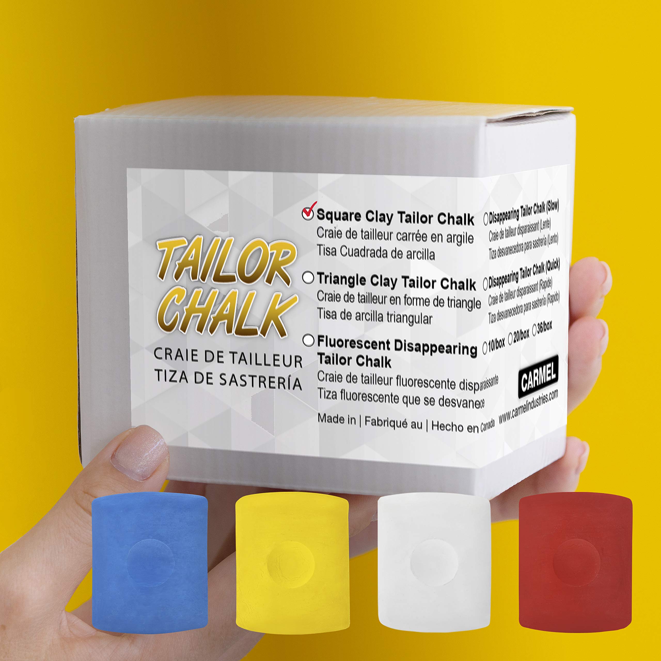 Premium Grade Clay Tailor Chalk for Marking Textiles - Box of 20 Red Chalk Pieces | Ideal for Sewing, Quilting, Dressmaking & Fabric Marking | Carmel Square Clay Chalk