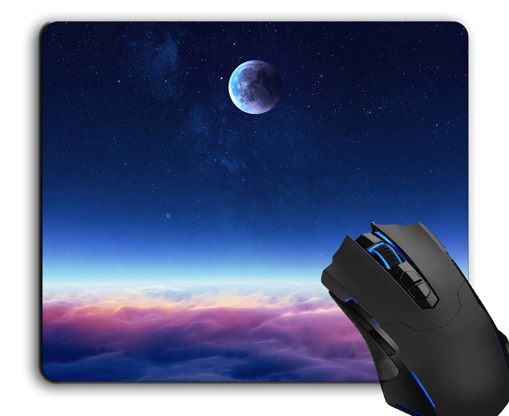 Galaxy Moon Mouse Pad - Non-Slip Rubber Base Computer Mousepad for Laptop & PC Gaming - Perfect for Office, Home & Gaming Setup