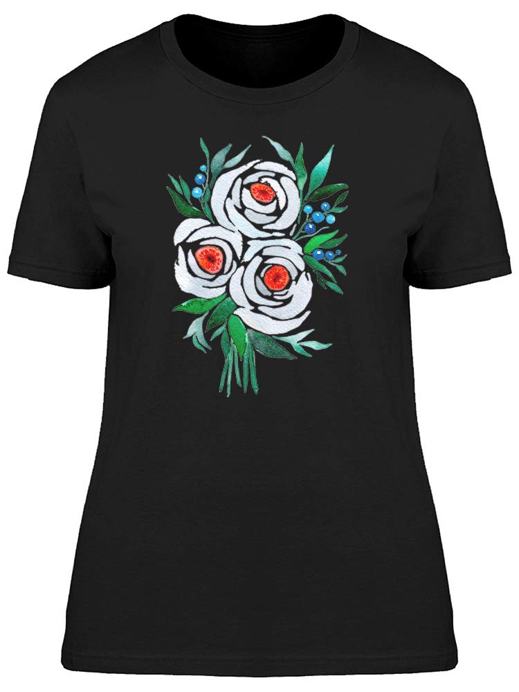 Smartprints Women's Cool White Watercolor Flowers T-Shirt - Soft Cotton Casual Tee for Everyday Wear, Outings & Summer Fashion