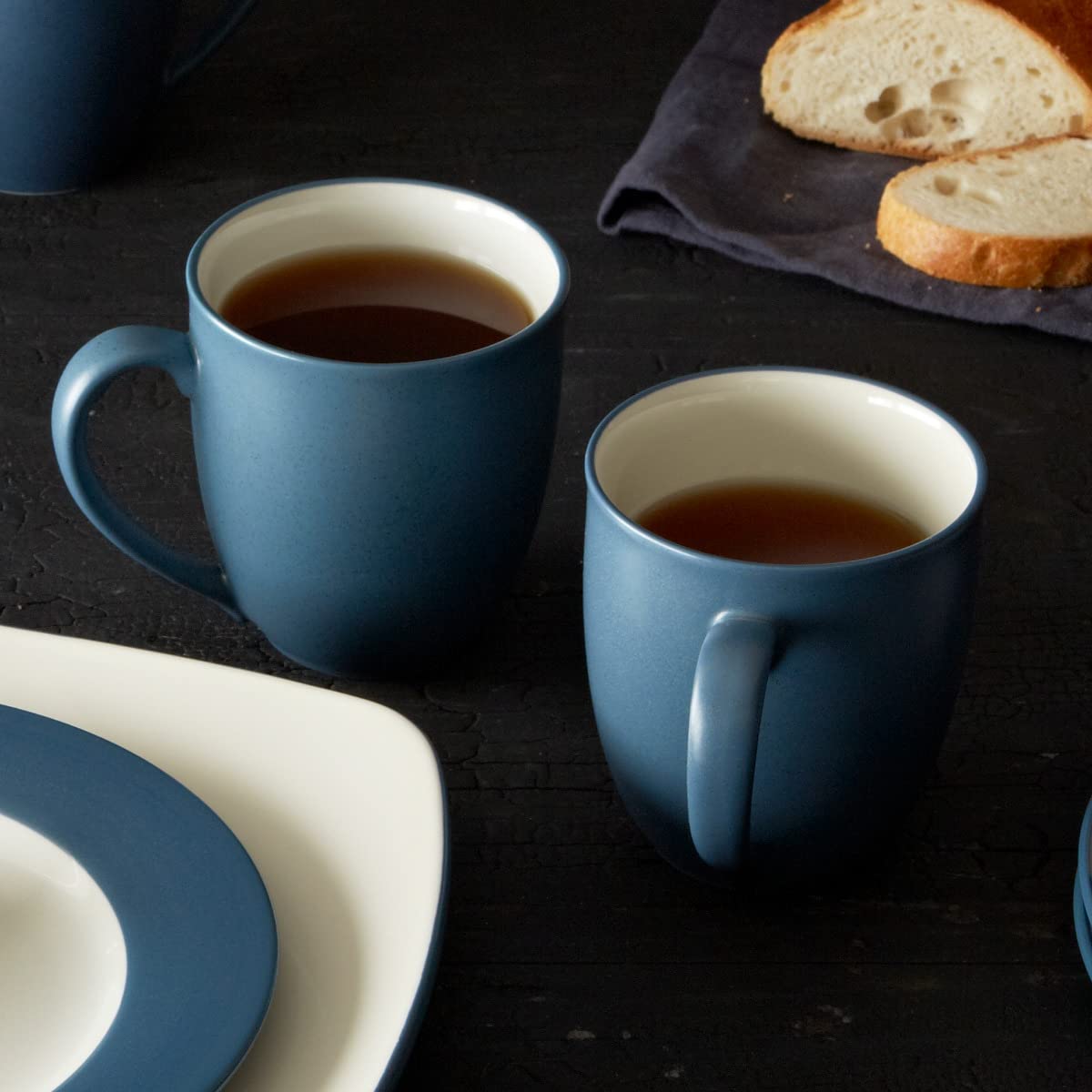 Noritake Colorwave Blue 12 oz Coffee Mugs, Set of 4 - Perfect for Home, Office & Gifts - Durable Ceramic Cups for Hot & Cold Beverages