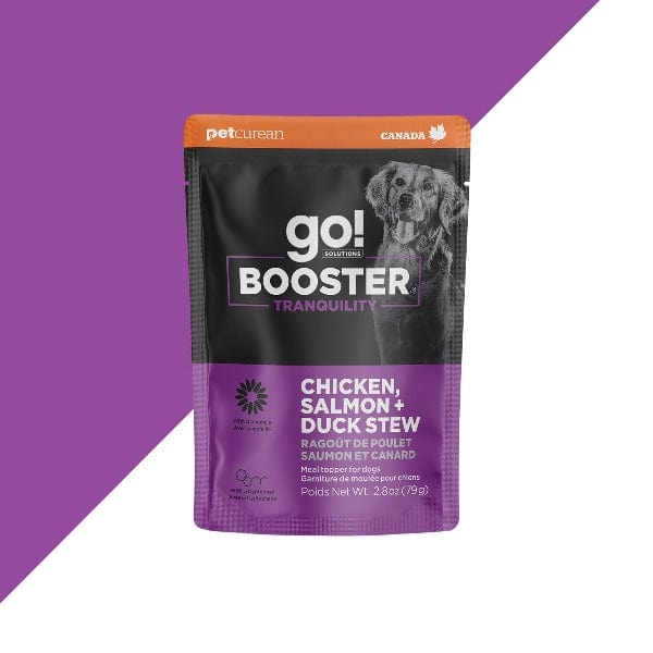 Go! Solutions Booster Tranquility Chicken, Salmon & Duck Stew Dog Food Topper - High Protein Grain-Free Wet Food for Dogs with Anxiety - Perfect for Mealtime Mix-Ins & Picky Eaters