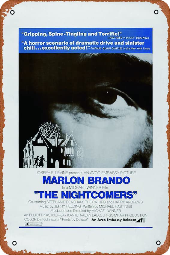 Vintage The Nightcomers Movie Poster Retro Metal Tin Sign - 8x12 Inches Wall Art for Home, Bar, Club & Man Cave Decor - Classic Film Memorabilia & Unique Gift Idea