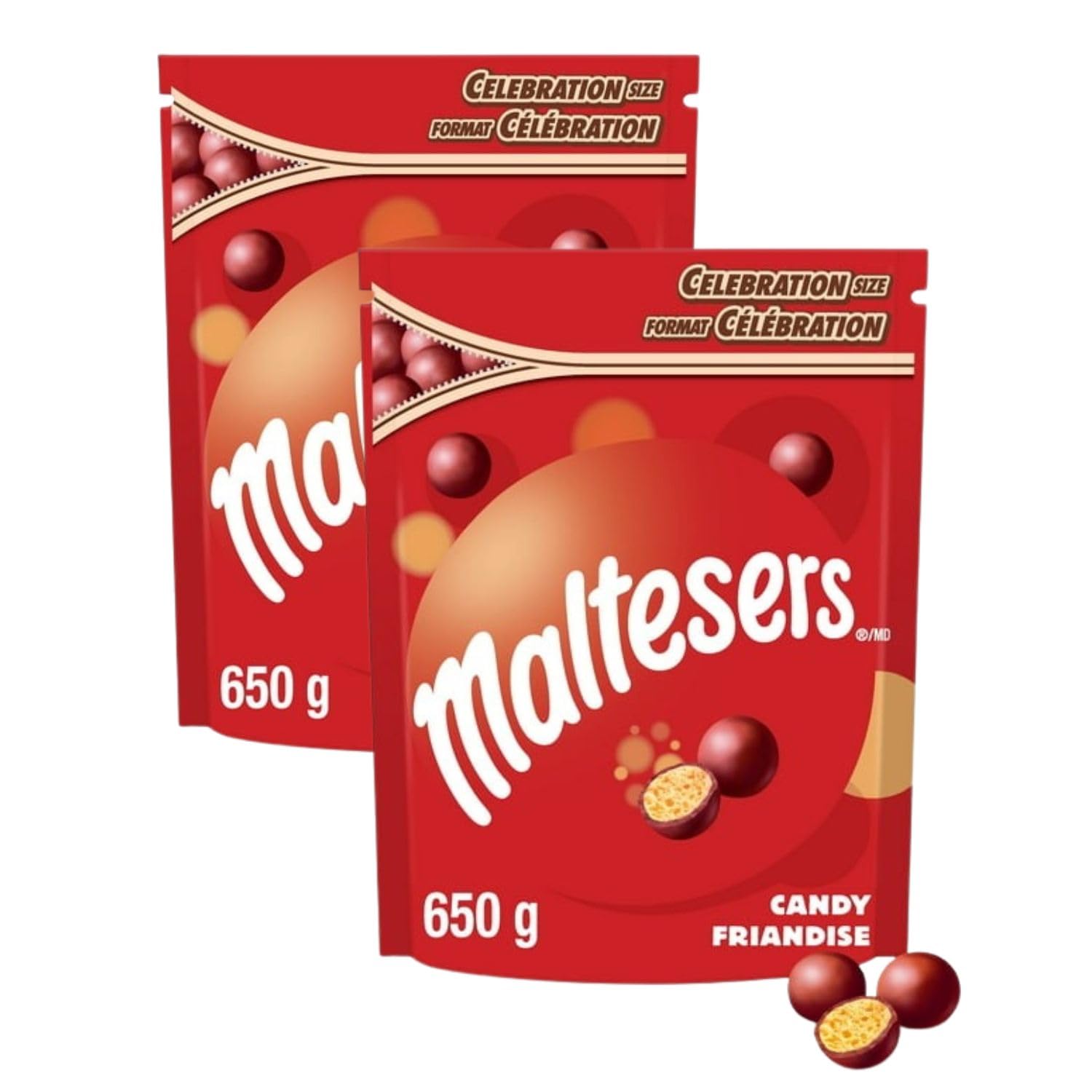 Maltesers Milk Chocolate Candy Bites - 2 Pack (650g/22.9oz Each) with Ice Pack | Premium Sharing Size Chocolate Treats | Perfect for Parties, Movie Nights & Gift Giving | Shipped from Canada