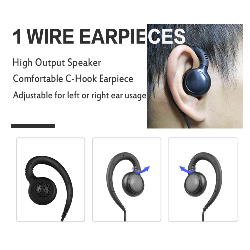 3.5mm C-Shape Walkie Talkie Earpiece with PTT Mic - Compatible with Motorola CLP1010/1040/1060 Two-Way Radios - Secure & Comfortable Radio Headset for Security Guards, Event Staff & Construction Workers