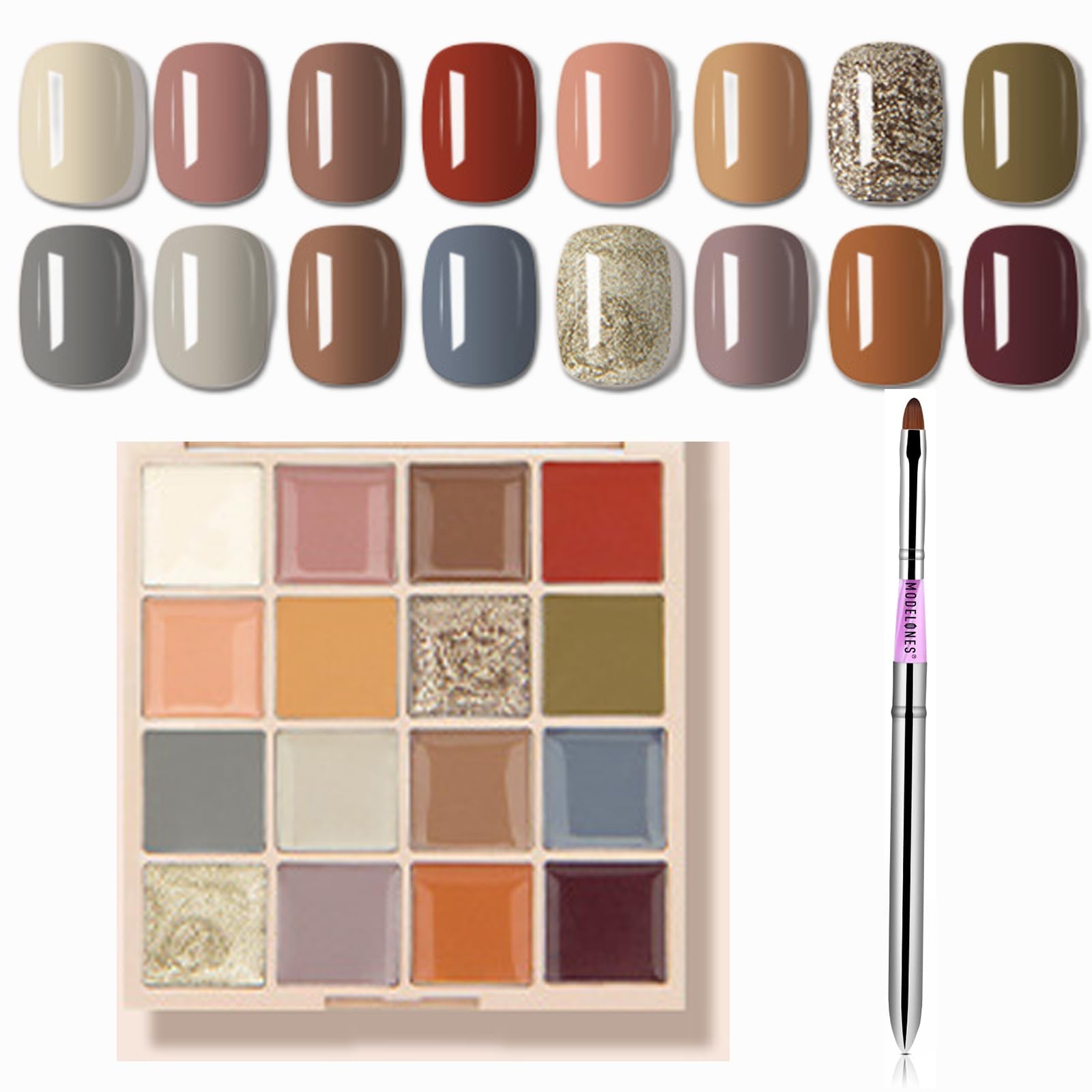 16 Colors Solid Gel Nail Polish Set with Detachable Brush - Waterproof Neon & Nude Gel Polish for Summer - Professional Salon Quality Manicure at Home, DIY Nail Art, Party & Wedding Nails