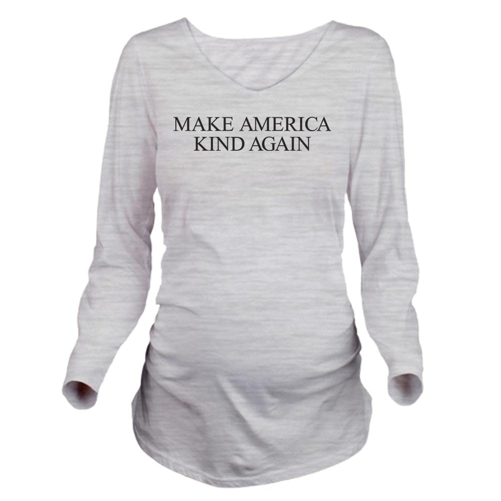 Make America Kind Again Long Sleeve Maternity T-Shirt - Comfortable Pregnancy Tee for Moms - Perfect for Casual Wear, Family Outings & Political Events