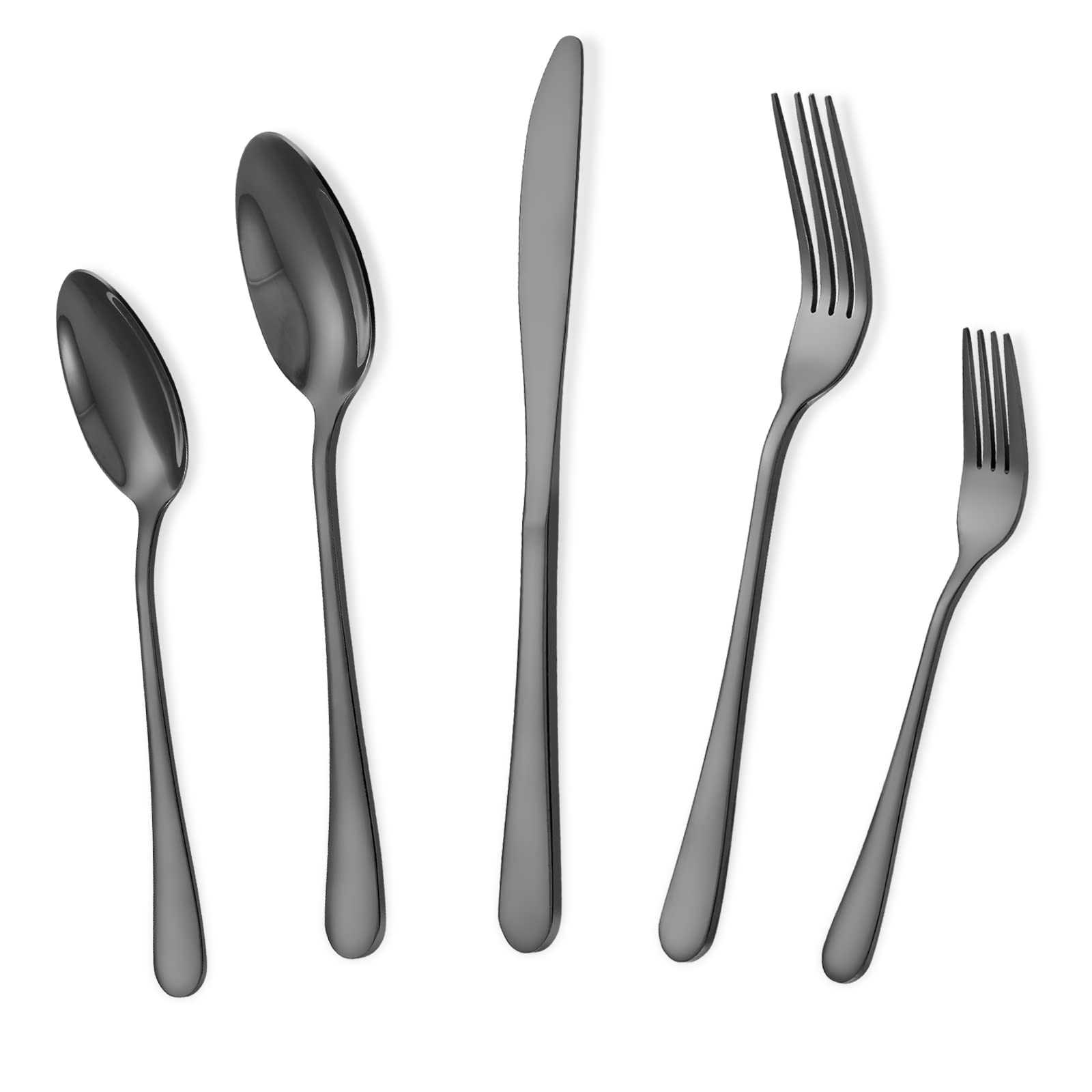 20-Piece Stainless Steel Flatware Set - Mirror Polished Black Silverware for 4 People | Dishwasher Safe Dinner Knives, Forks & Spoons | Perfect for Home, Restaurant & Christmas Gifts | Elegant Table Setting for Dinner Parties & Special Occasions
