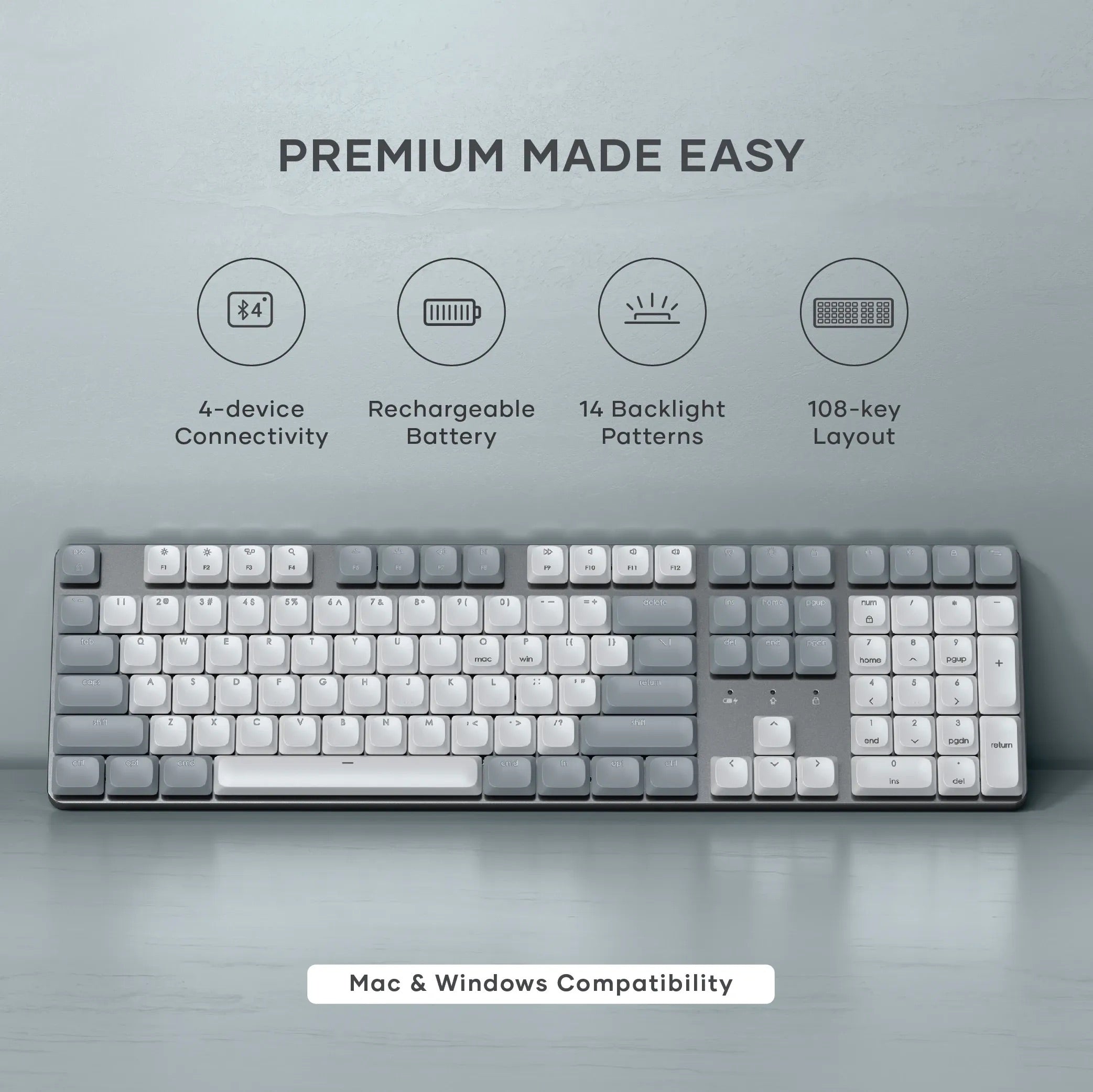 SM3 Slim Wireless Mechanical Keyboard with RGB Backlit - Bluetooth 5.1, Compact Design for Gaming & Office Use, Perfect for PC, Mac, Laptop & Tablet Typing