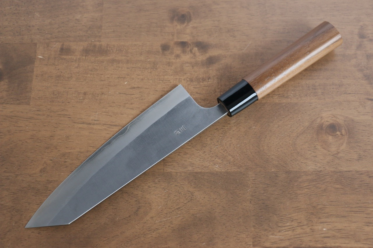 Nao Yamamoto 180mm Nashiji Bunka Knife - Silver Steel No.3 Blade with Walnut Handle - Perfect for Sushi, Vegetables & Meat Cutting - Japanese Kitchen Knife for Professional Chefs & Home Cooks