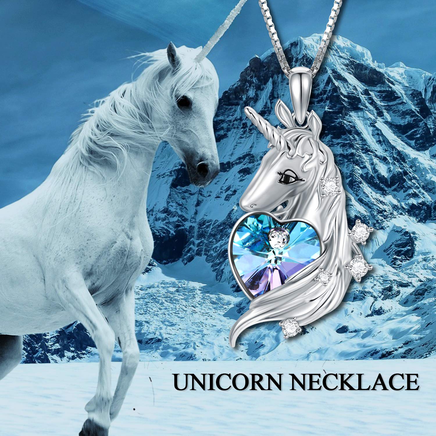 TOUPOP S925 Sterling Silver Unicorn Necklace for Women - Magic Crystal Unicorn Pendant Jewelry Gift for Daughter, Teen Girls | Birthday, Christmas, Graduation Present | Perfect for Everyday Wear, Special Occasions & Gift Giving