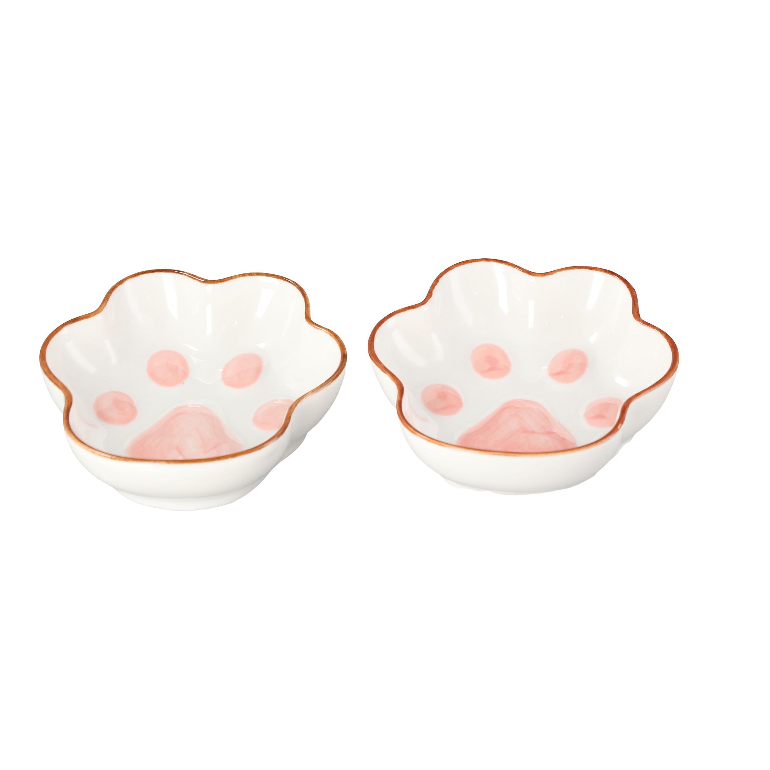 Leadigol Cat Paw Ceramic Dipping Sauce Dishes - Japanese Style Mini Cute Sushi Soy Sauce Bowl, Cartoon Dessert Plate for Sushi, Dumplings, and Appetizers