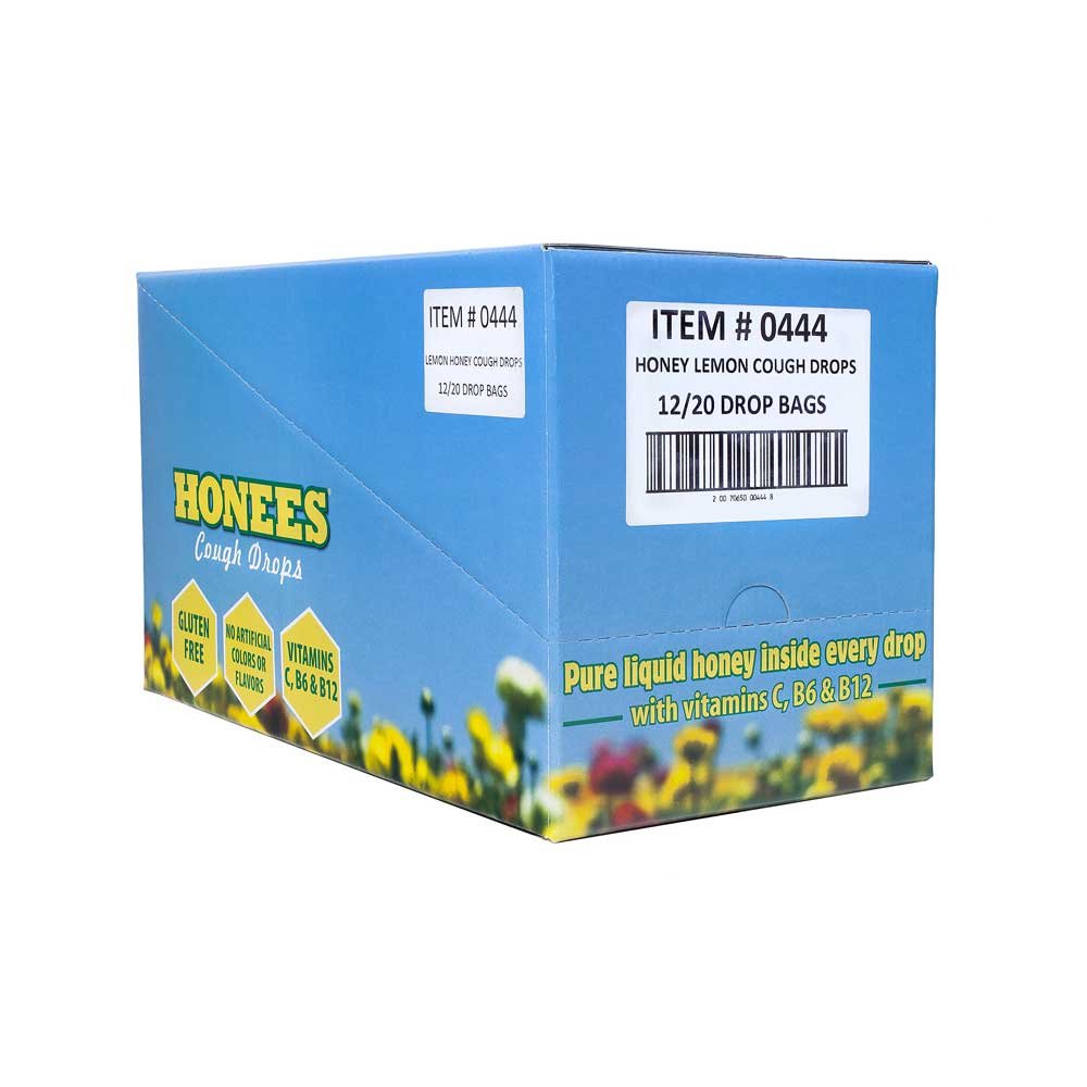 Honees Honey Lemon Cough Drops - Soothing Throat Candy for Cough Relief (240 Count Bulk Pack) - Perfect for Cold Season, Travel & Office Use