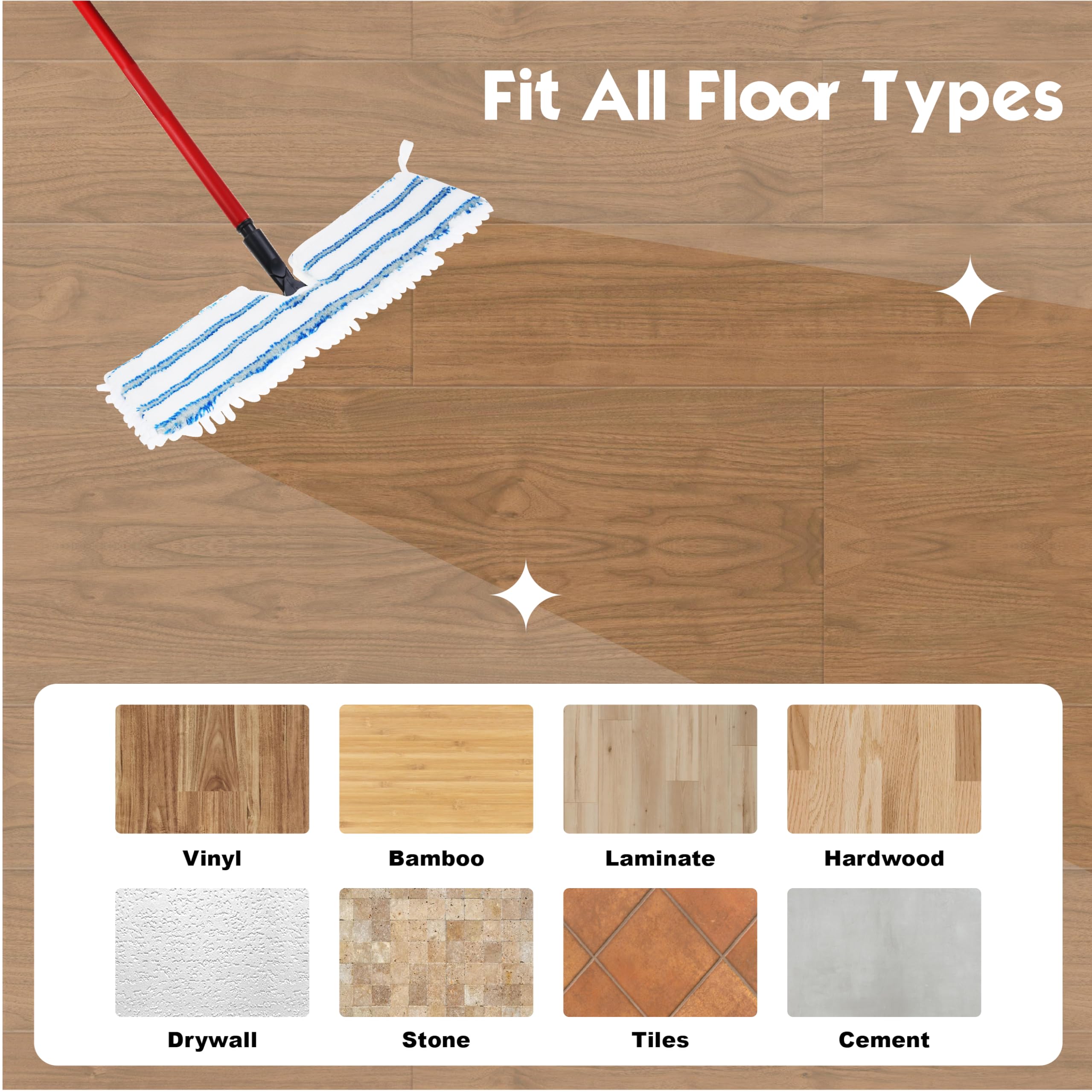 LTWHOME Replacement Microfiber Mop Pads for ProMist MAX Spray Mop - 6 Pack Dual-Sided Cleaning Pads for Floors, Tile & Hardwood - Ultra Absorbent Washable Reusable Pads for Deep Cleaning & Quick Touch Ups