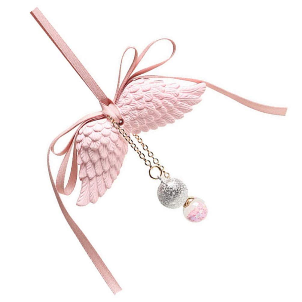 Wakauto Crystal Angel Wing Car Mirror Hanging Ornament - Pink Vanilla Scented Perfume Pendant for Auto Decoration | Car Charm for Women, Gift Idea & Vehicle Interior Accessory