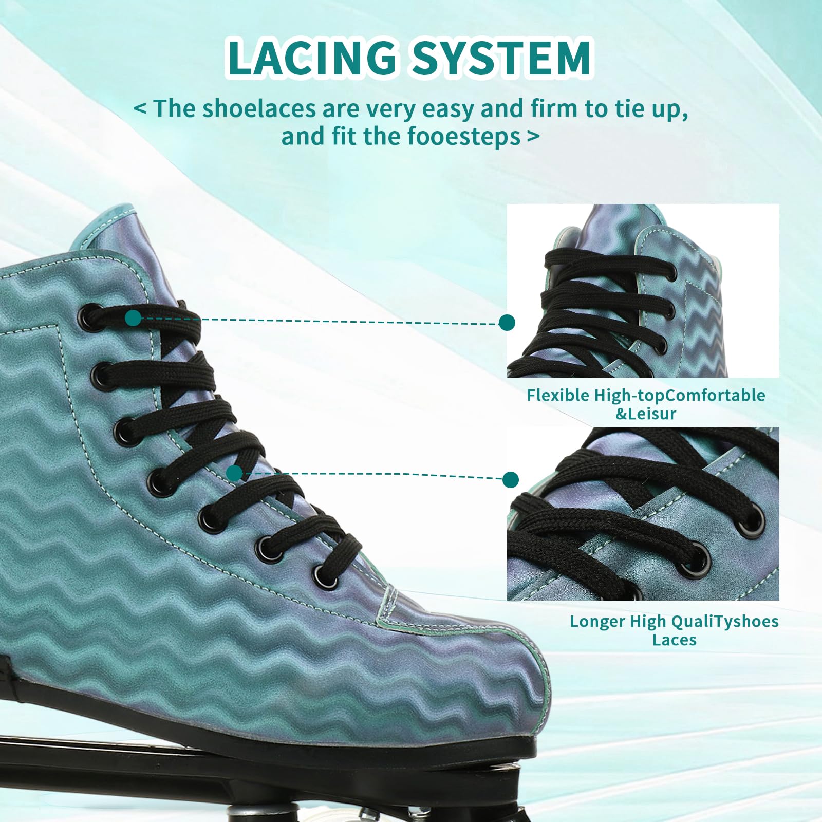 MilkyWay Unisex Roller Skates for Adults & Kids - High-Top Quad Skates with Double Row Wheels & Lightning Design - Perfect for Beginners, Indoor & Outdoor Skating, Rink Parties, Fitness & Fun