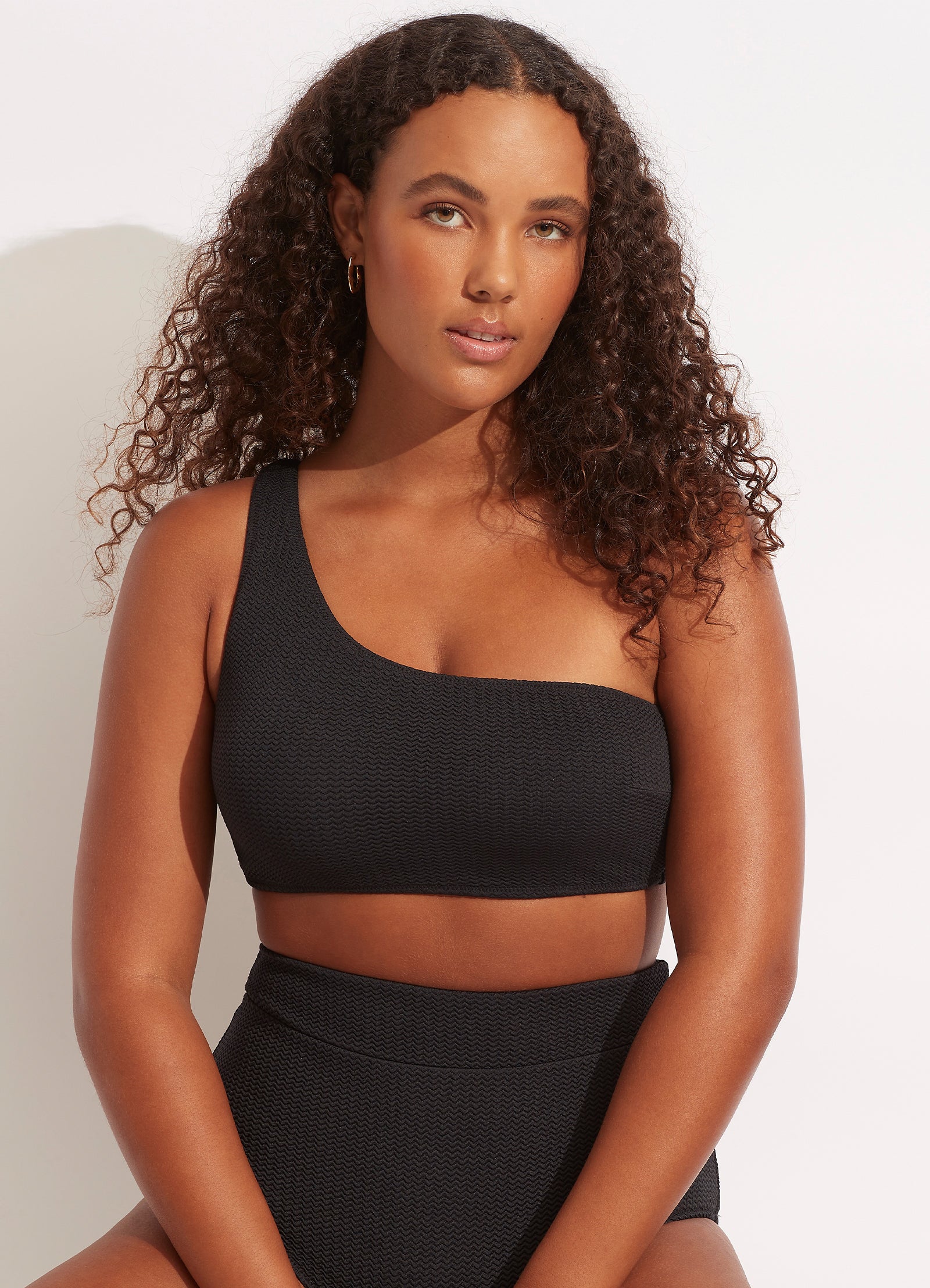 Sea Dive One Shoulder Top for Women - Sexy Black Off Shoulder Shirt for Beach, Party & Night Out - Summer Fashion Swimwear Cover Up