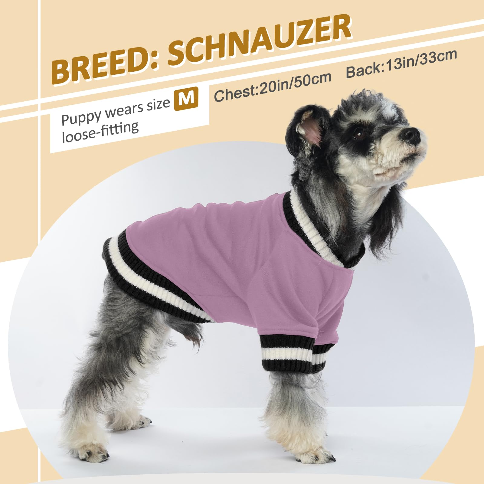 FUAMEY Warm Fleece Dog Pullover Sweatshirt - Soft Winter Pet Sweater for Small & Medium Dogs | Cozy Puppy Outfit for Boys & Girls in Lavender (Perfect for Cold Weather Walks & Indoor Comfort)