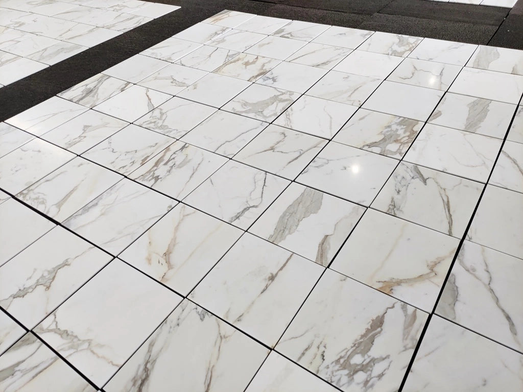 Premium Calacatta Gold Marble Tile 18x18 - Luxury Italian Marble Floor & Wall Tile for Kitchen, Bathroom, and Living Room Renovation
