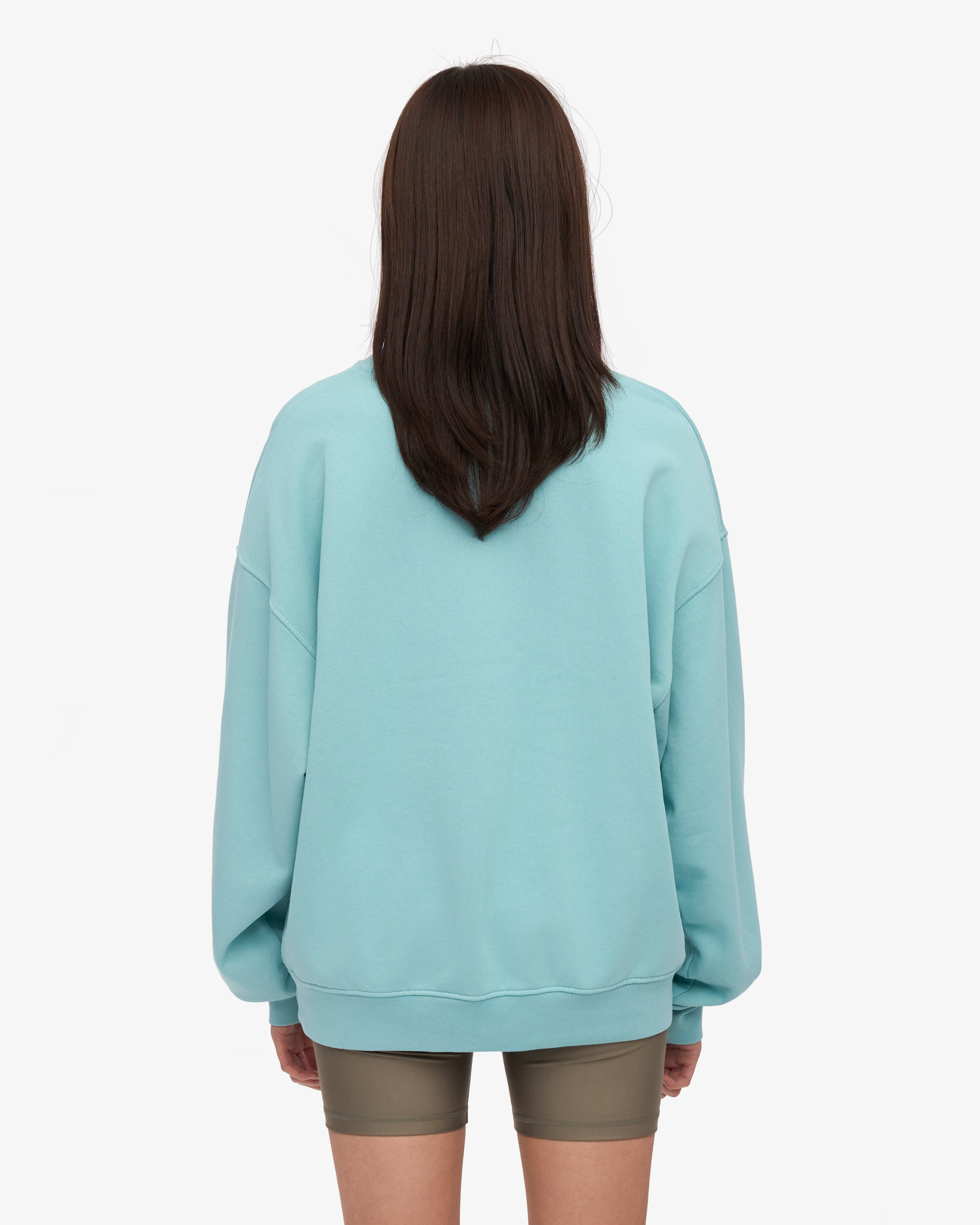 Organic Oversized Crewneck Sweatshirt - Soft Teal Blue Unisex Pullover for Men & Women | Cozy Lounge Wear, Casual Street Style, Fall Winter Fashion