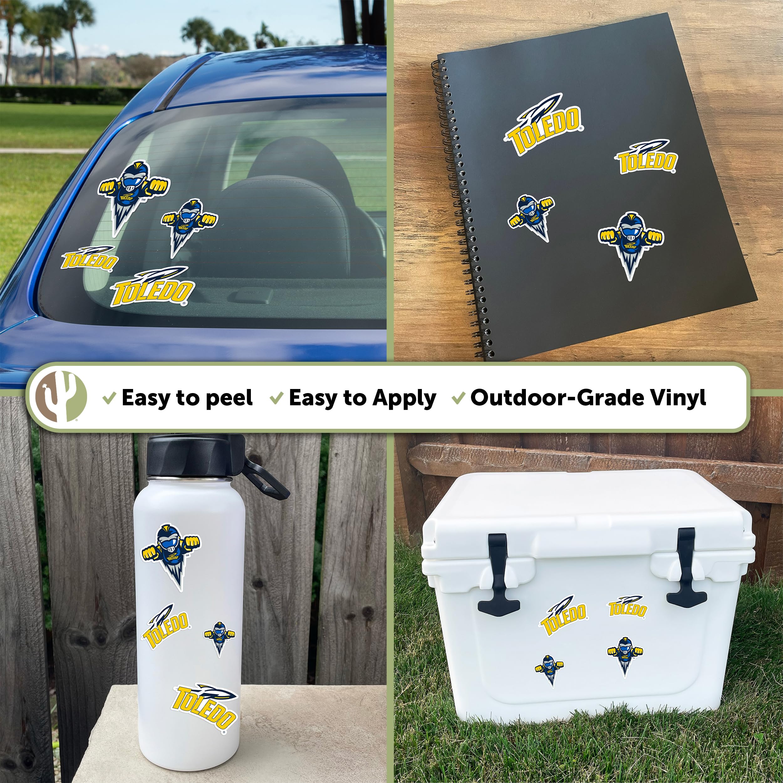 University of Toledo UT Rockets Vinyl Decals Sticker Sheet (13.39x10.98 Inch) - Desert Cactus Design for Laptop, Water Bottle, Car & Scrapbook - Perfect for College Pride, School Spirit & Fan Gifts