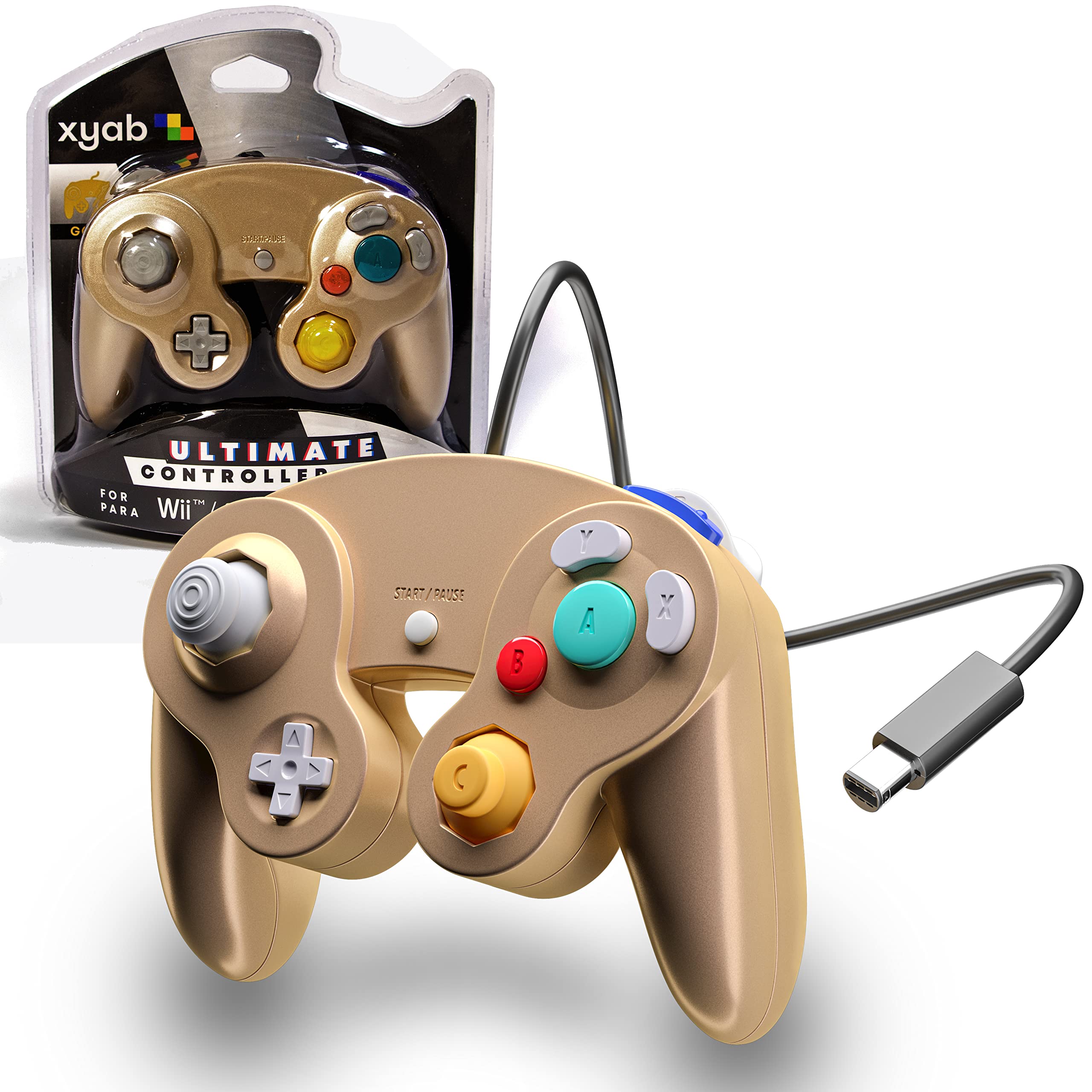 XYAB Ultimate NGC Joystick Controller for Nintendo GameCube - Gold Edition | Wireless Gamepad for Super Smash Bros & Mario Kart | Perfect for Retro Gaming & Tournament Play