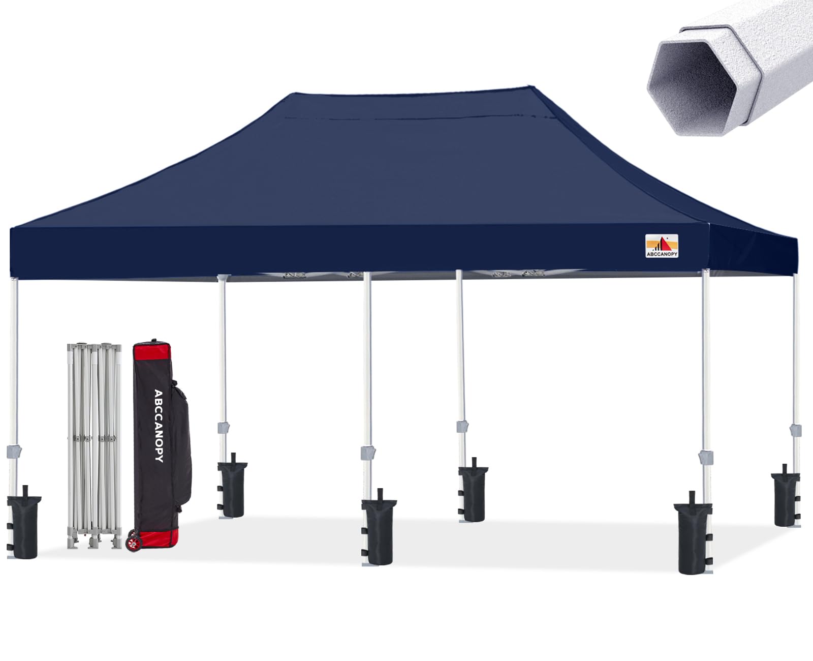 ABCCANOPY 10x20 Commercial Pop Up Canopy Tent - Heavy Duty Premium-Series Instant Shelter with Navy Blue Waterproof Cover - Perfect for Outdoor Events, Farmers Markets, Trade Shows & Backyard Parties