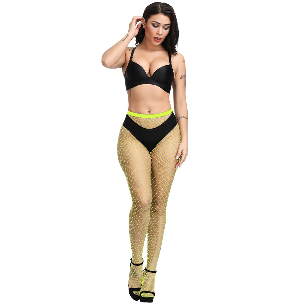 EVERSWE Sexy High Waist Fishnet Tights with Garter Belt - Thigh High Suspender Stockings for Women, Plus Size Lingerie - Perfect for Halloween, Cosplay, Boudoir & Night Out