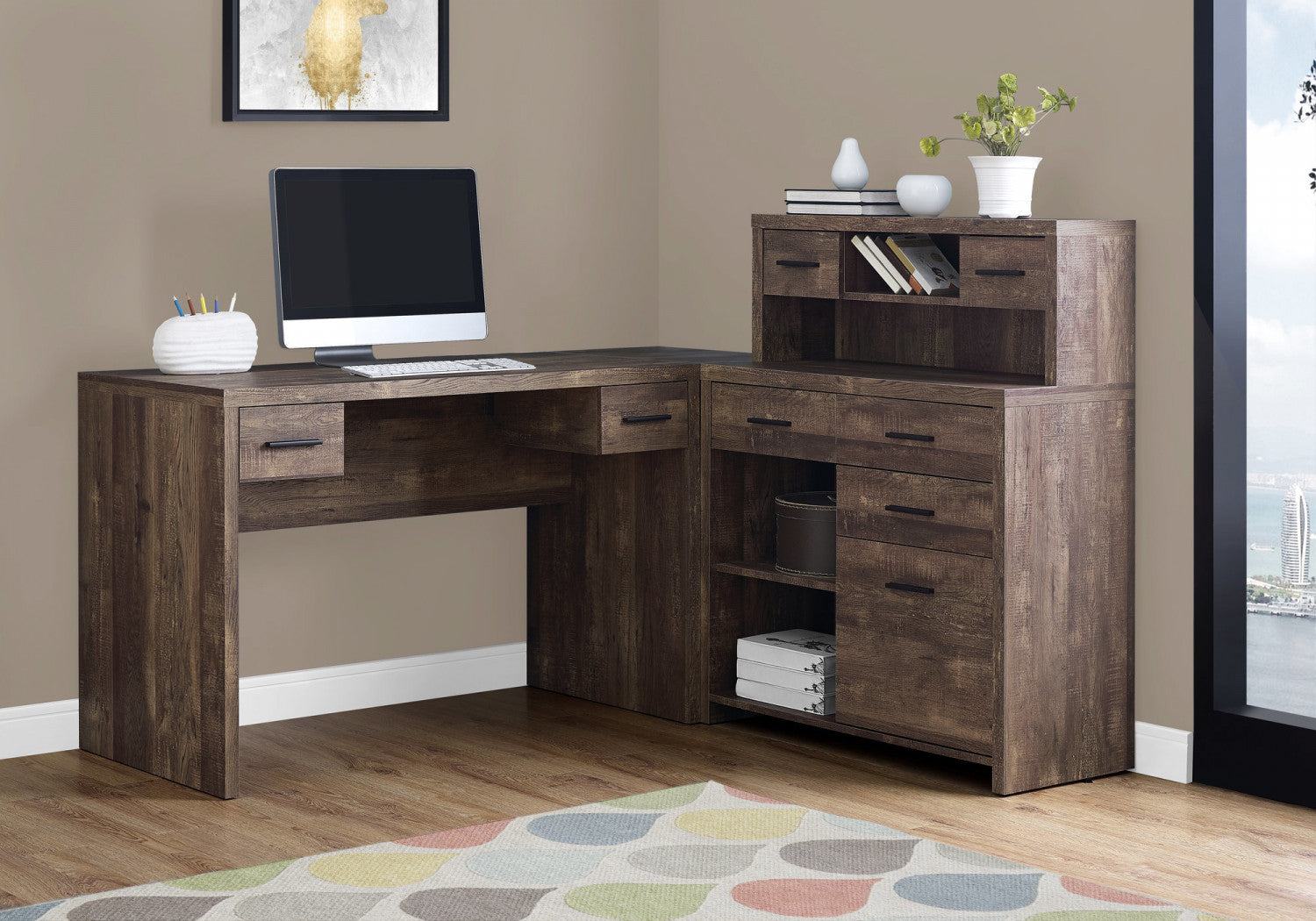 Varo Desk - Brown Wooden Writing Desk for Home Office | Perfect for Remote Work & Study