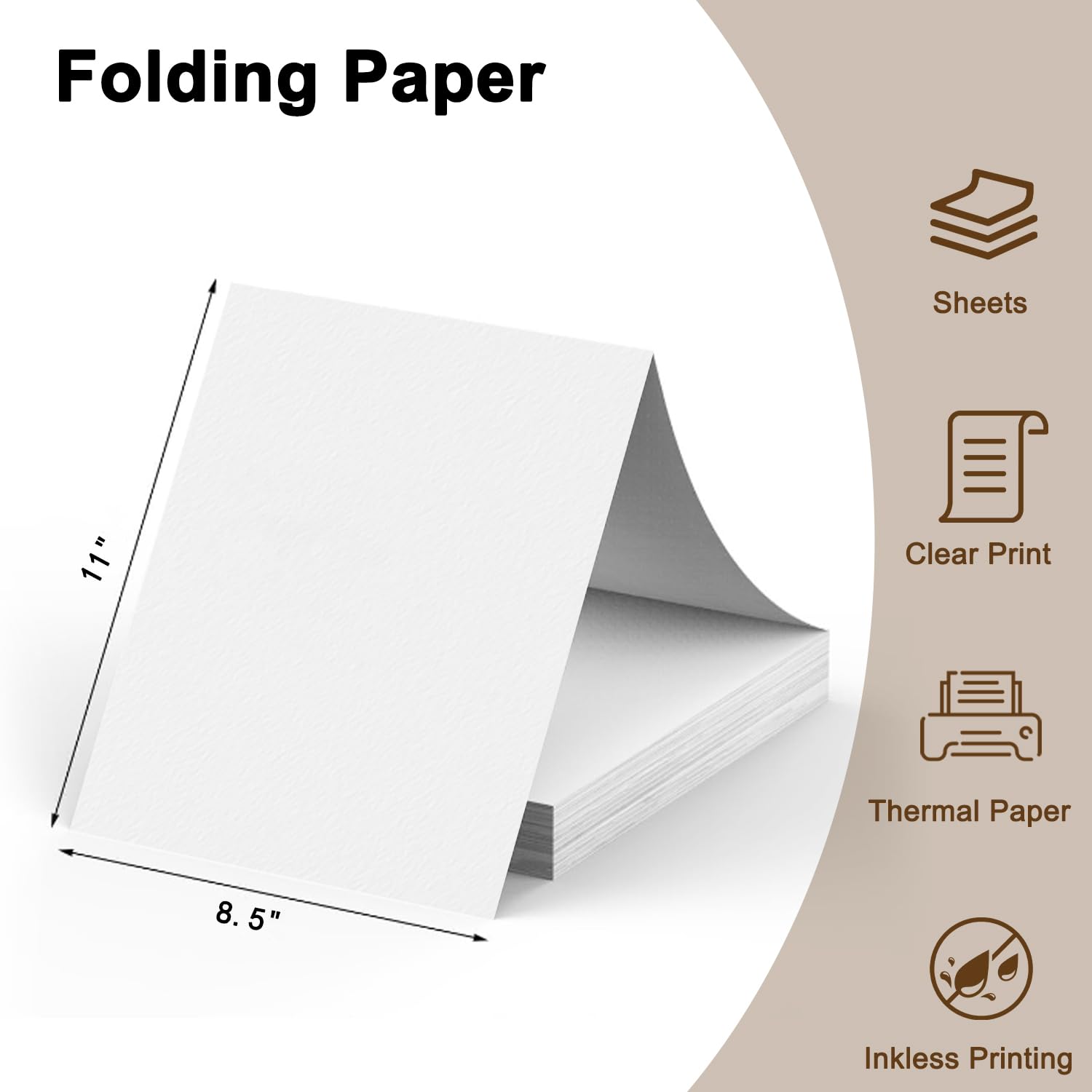 Foldable Thermal Printer Paper 200 Sheets - 8.5x11 Inch Clear Printing Eco-Friendly Paper for Office, School & Home Use | Perfect for Receipts, Labels, Shipping Documents & Craft Projects