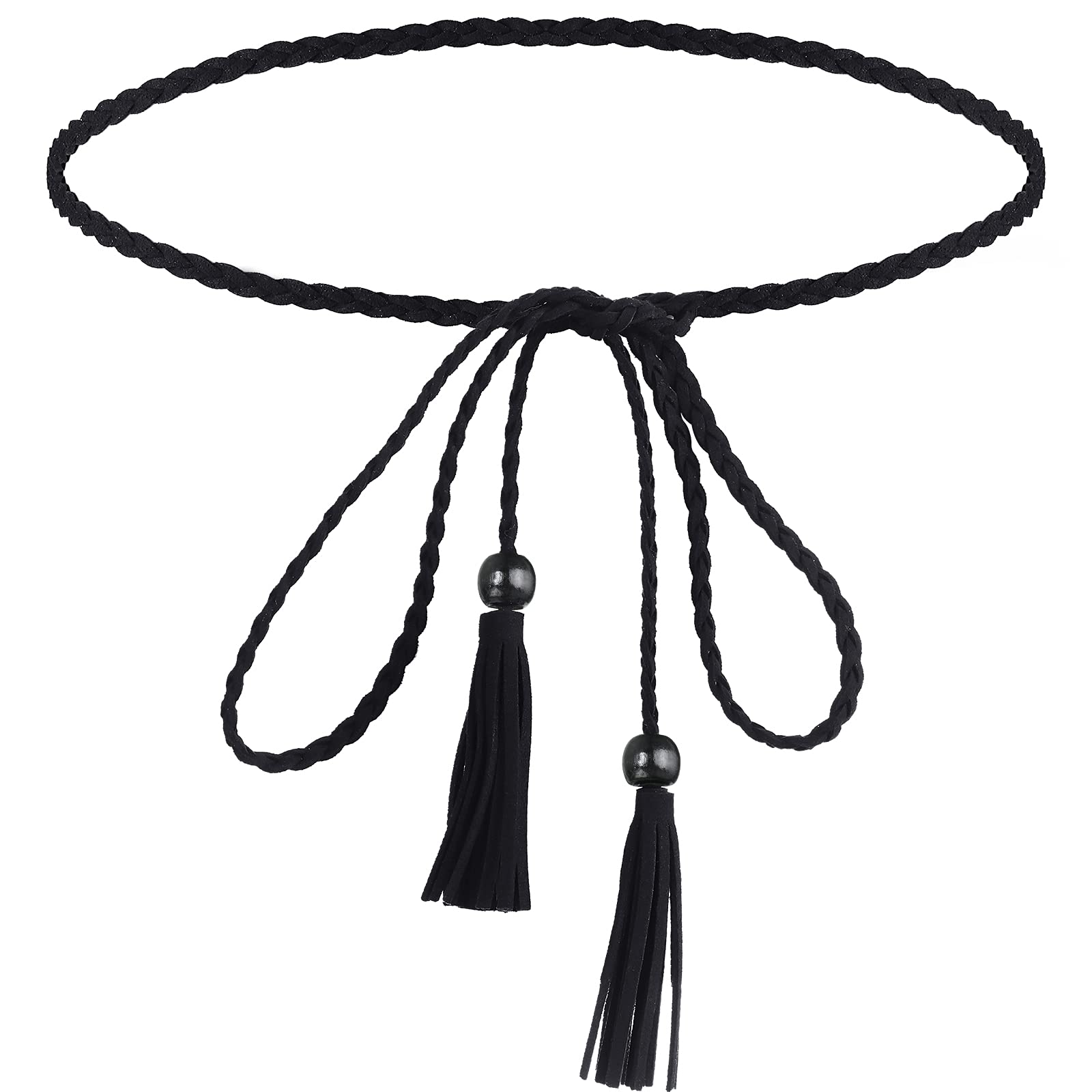 Bohemian Women's Thin Braided Belt - Stylish Tassel Waist Belt for Dresses | Casual & Formal Outfit Accessory | Perfect for Summer Dresses, Skirts & Boho Fashion