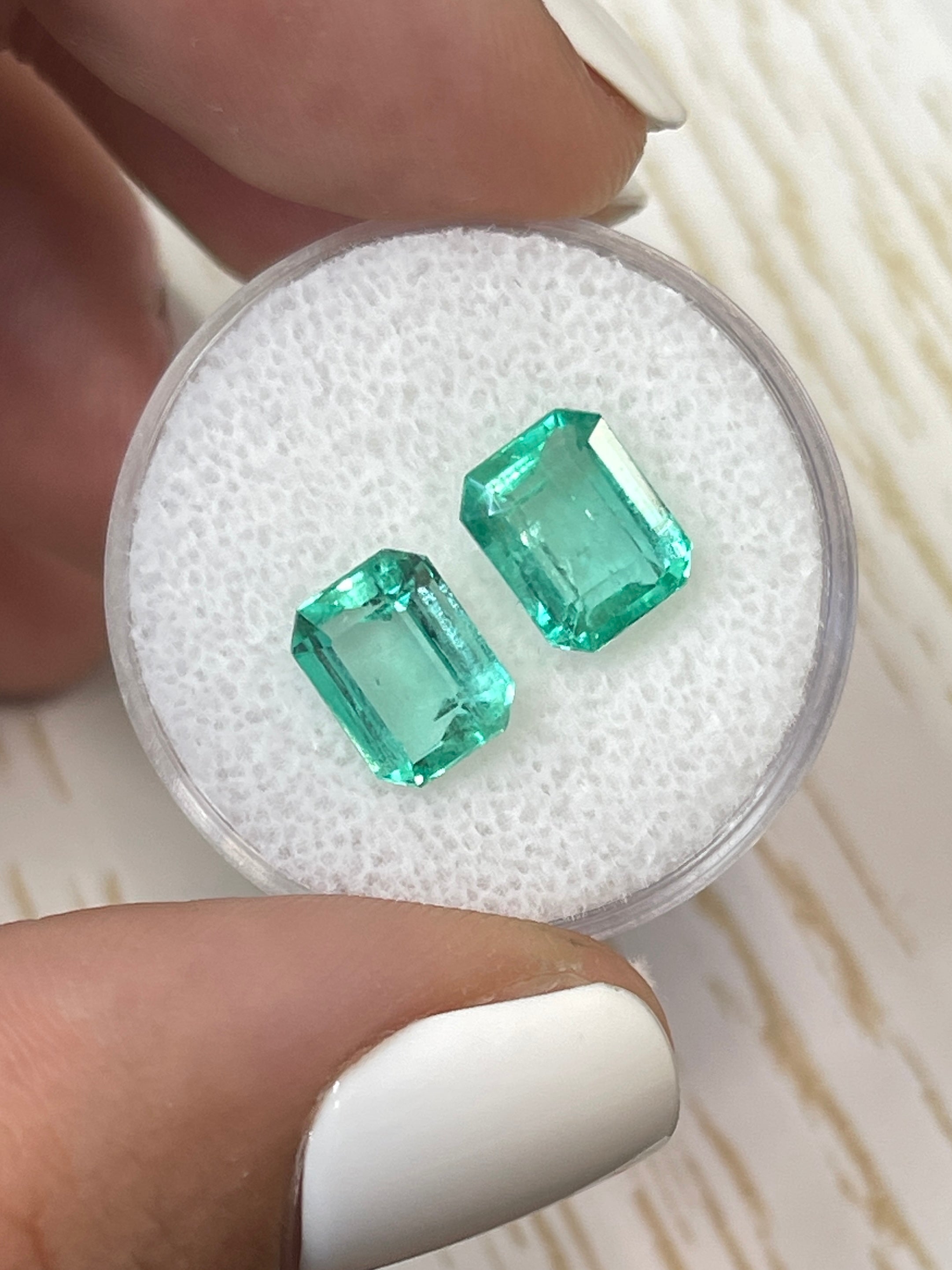 3.03tcw 8x6 Matching Green Loose Colombian Emeralds - Emerald Cut Gemstones for Jewelry Making, Engagement Rings & Fine Collections