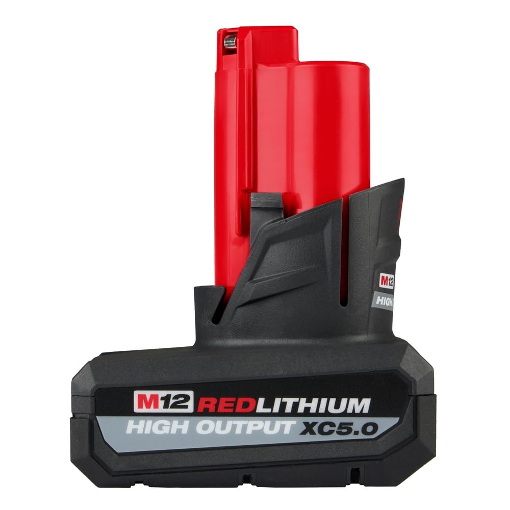 Milwaukee M12 Red Lithium High Output Battery - 12V Cordless Power Tool Battery for Drills, Saws & More | Long-Lasting Performance for DIY & Professional Use