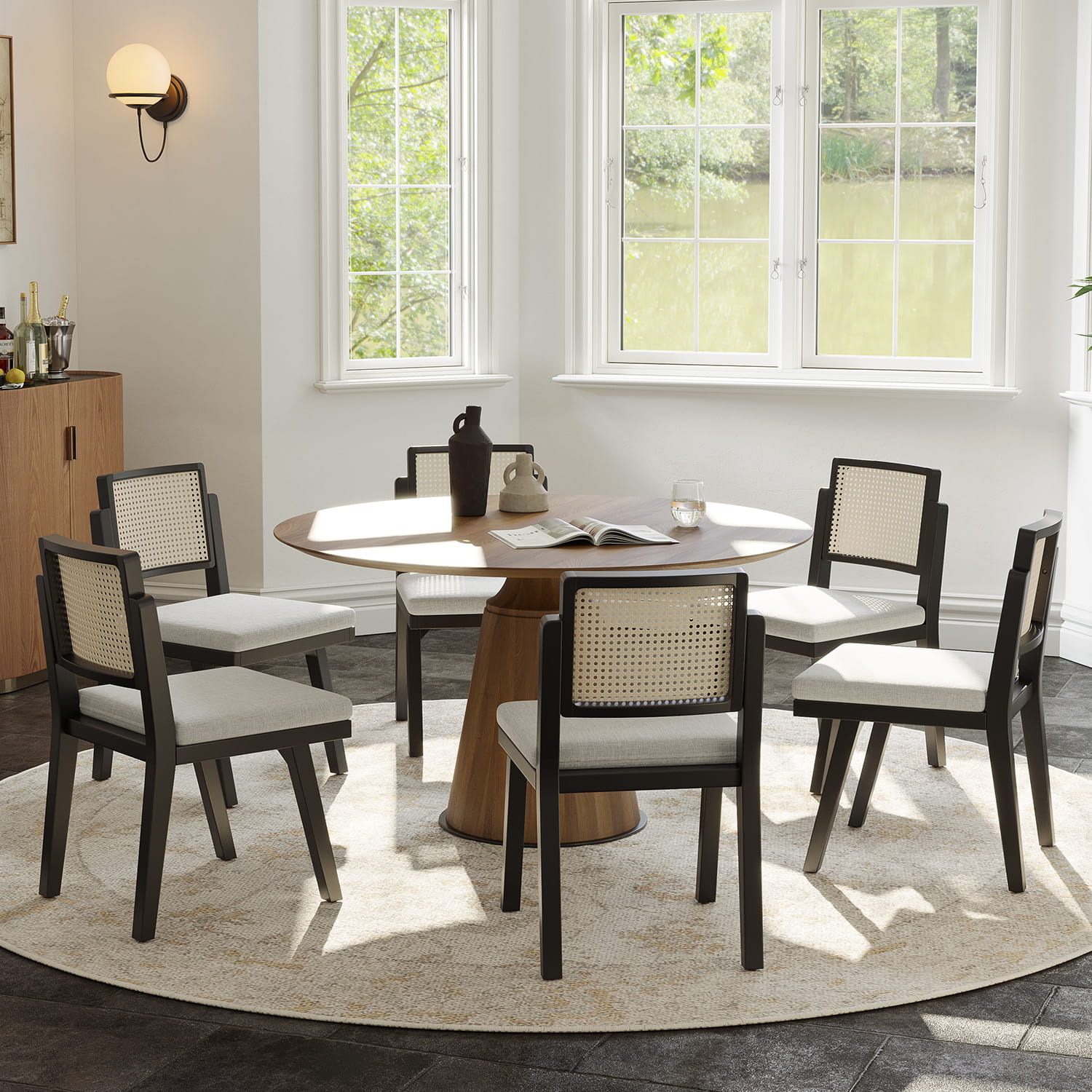 Elazar Modern Woven Rattan Dining Chair with Backrest - Indoor/Outdoor Use - Patio, Dining Room, Kitchen, Restaurant - Comfortable & Stylish Seating Solution