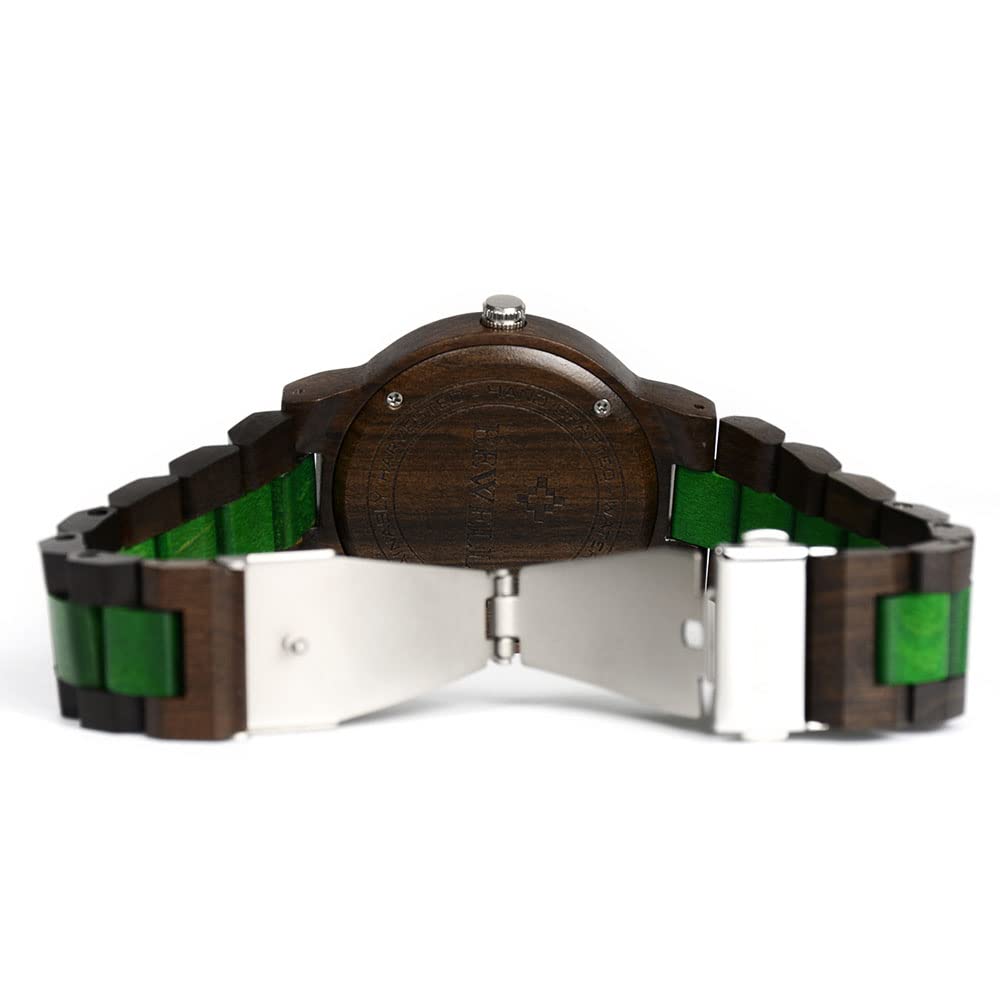 BEWELL Wooden Watch for Men - Natural Wooden Analog Wristwatch with Mixed Color Design, Casual & Stylish - Perfect for Everyday Wear, Outdoor Activities & Gifts