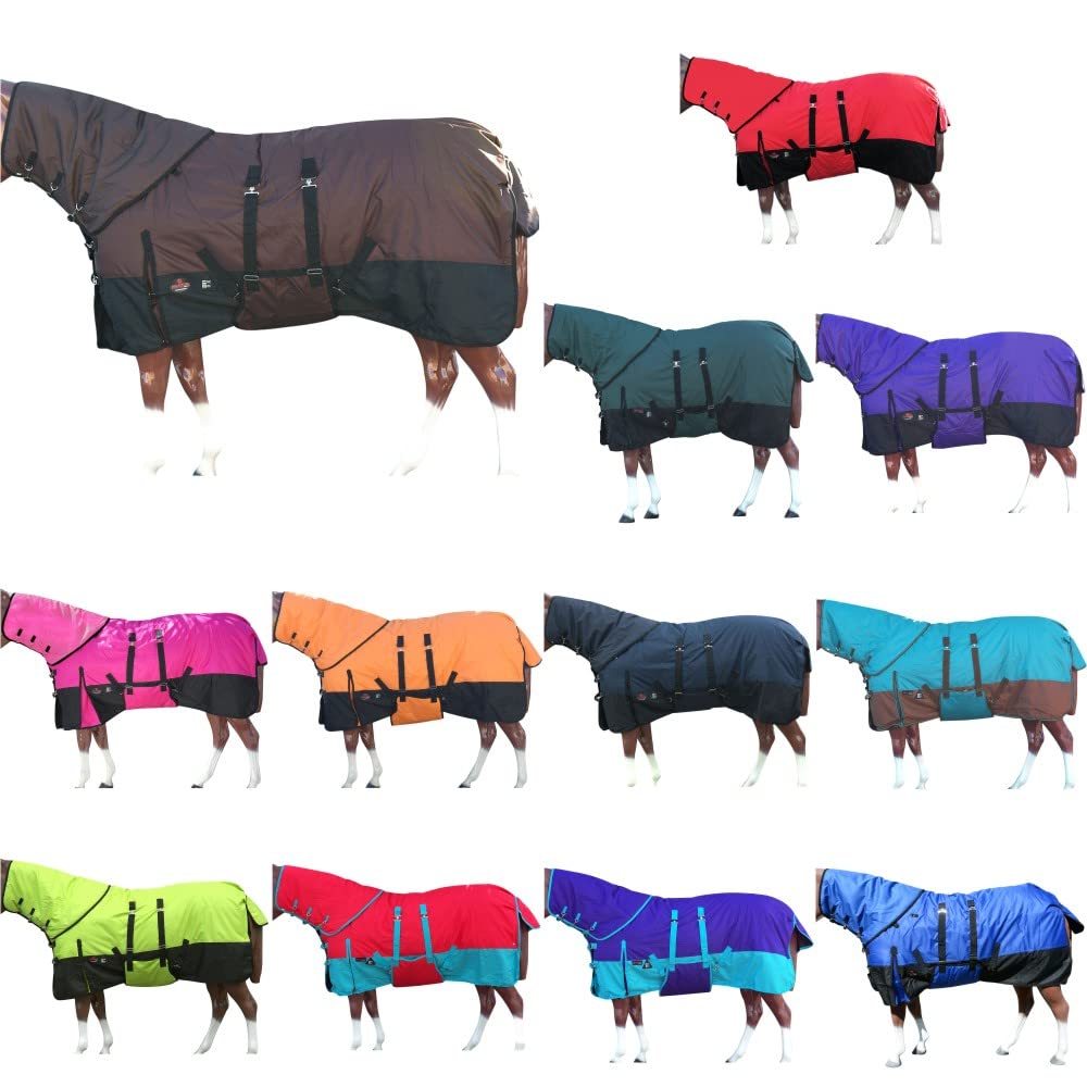 HILASON 1200D Waterproof Winter Horse Blanket with Neck Cover & Belly Wrap | Heavy Duty 66