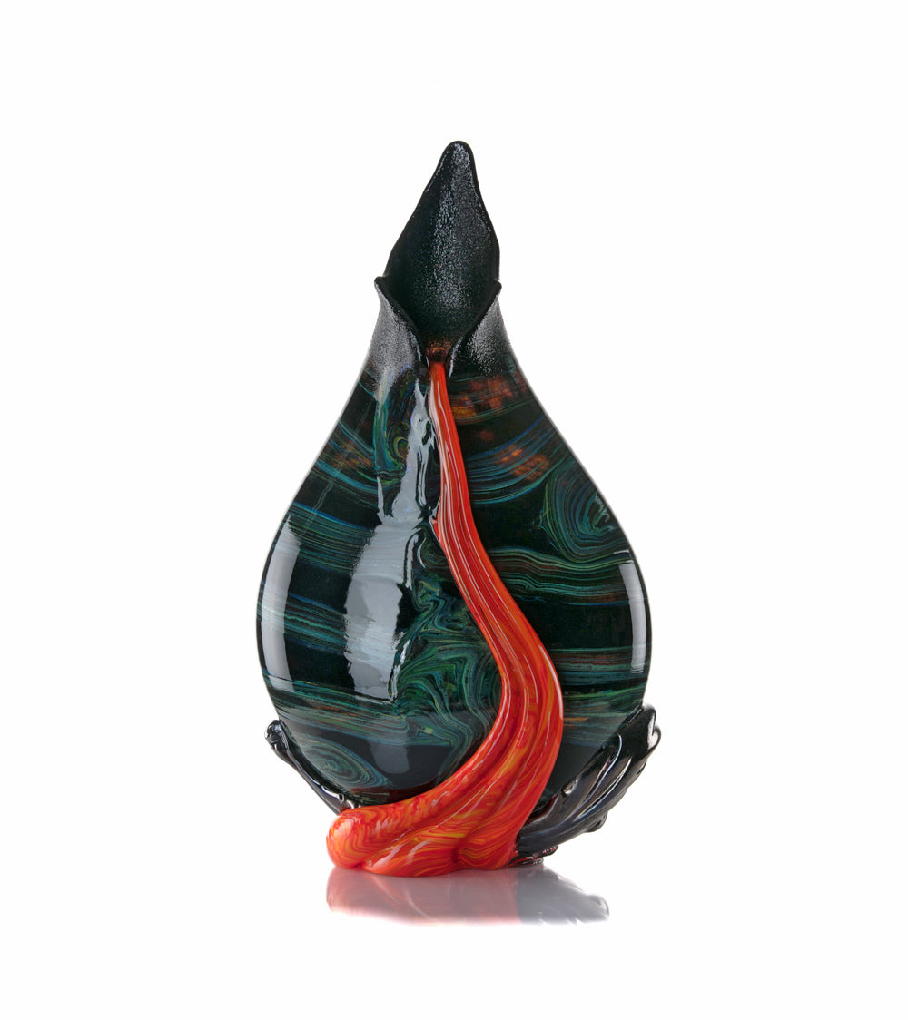Daniel Moe Black Lava Trail 1 Glass Vessel - Modern Home Decor, Unique Centerpiece for Dining Table, Living Room, or Office