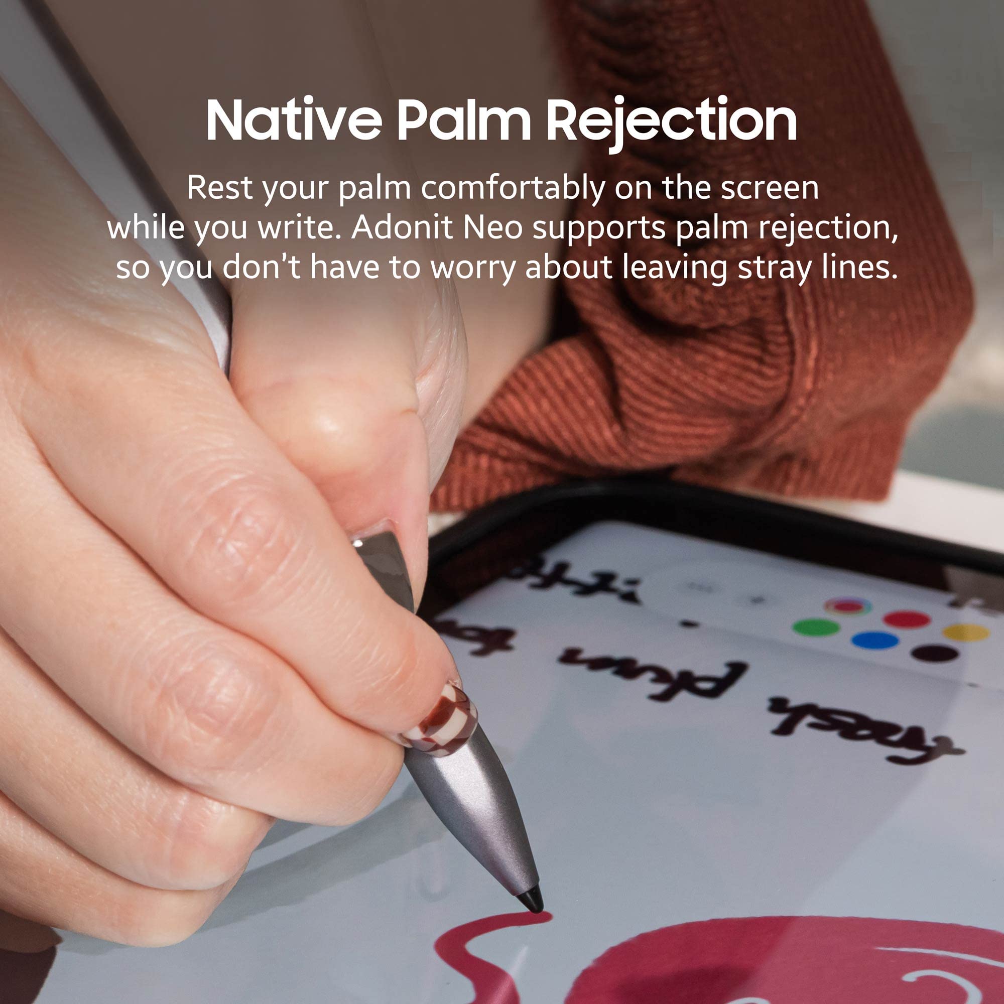 Adonit Neo Matte Silver Magnetic iPad Stylus - Palm Rejection Pencil for Writing & Drawing - Compatible with iPad Air 4th/3rd Gen, iPad Mini 6/5th Gen, iPad 9/8/7/6th Gen, iPad Pro 11/12.9
