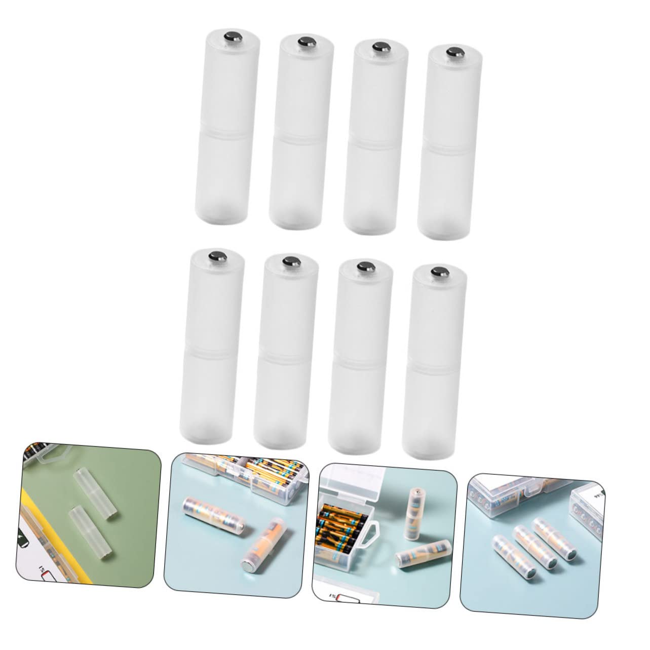 8-Piece PP Material Battery Case Holder & Converter Adapter Box - Durable Charger Storage Organizer for AA AAA Batteries | Perfect for Home, Office & Travel Use