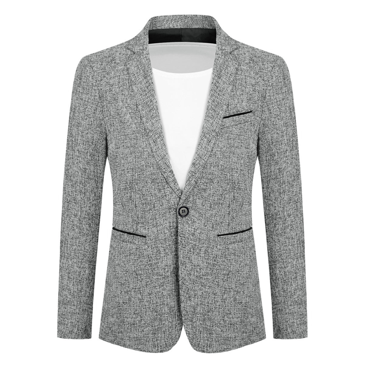 Men's Grey Notch Lapel Single Breasted Blazer - Slim Fit Business Suit Jacket for Office, Wedding & Formal Events