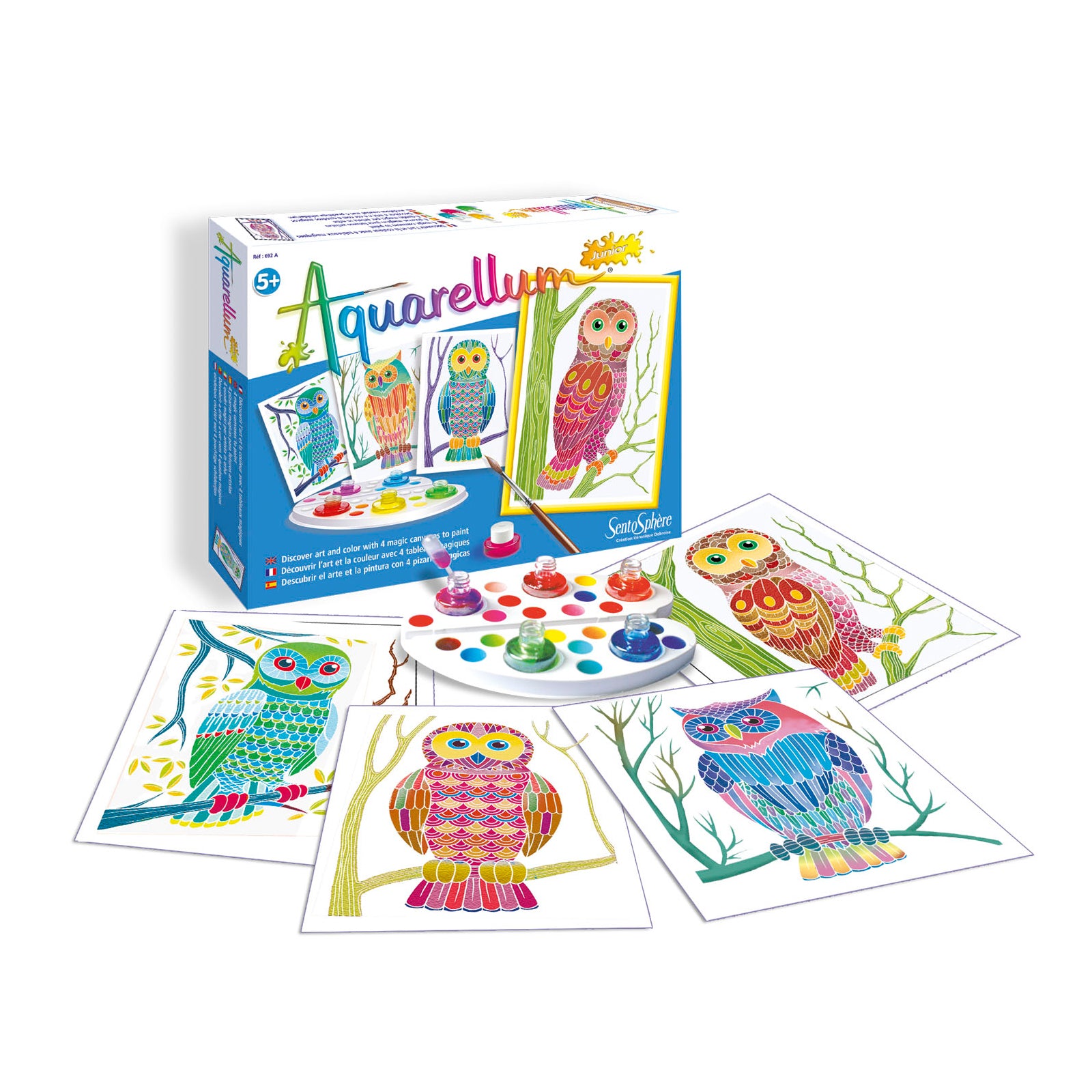 Magical Owls Watercolor Painting Kit for Kids - Aquarellum Junior Art Set - Creative DIY Activity for Children's Birthday & Holiday Gifts - Perfect for Home, Classroom & Party Crafts