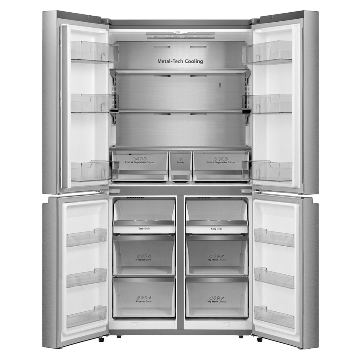 Hisense 609L French Door Refrigerator - Stainless Steel HRCD610TS - Large Capacity Smart Fridge for Modern Kitchen & Family Use