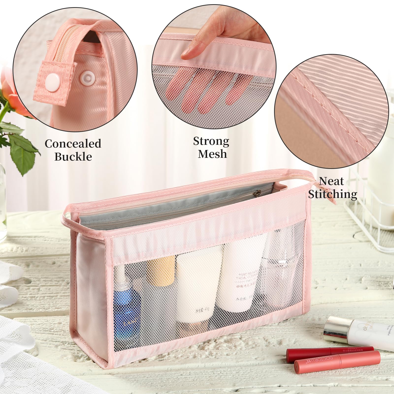 Waterproof Travel Toiletry Bag for Men & Women - Portable Cosmetic Makeup Organizer Pouch with Multiple Compartments for Toiletries, Brushes & Travel Essentials - Perfect for Gym, Vacation & Business Trips (Navy Blue)