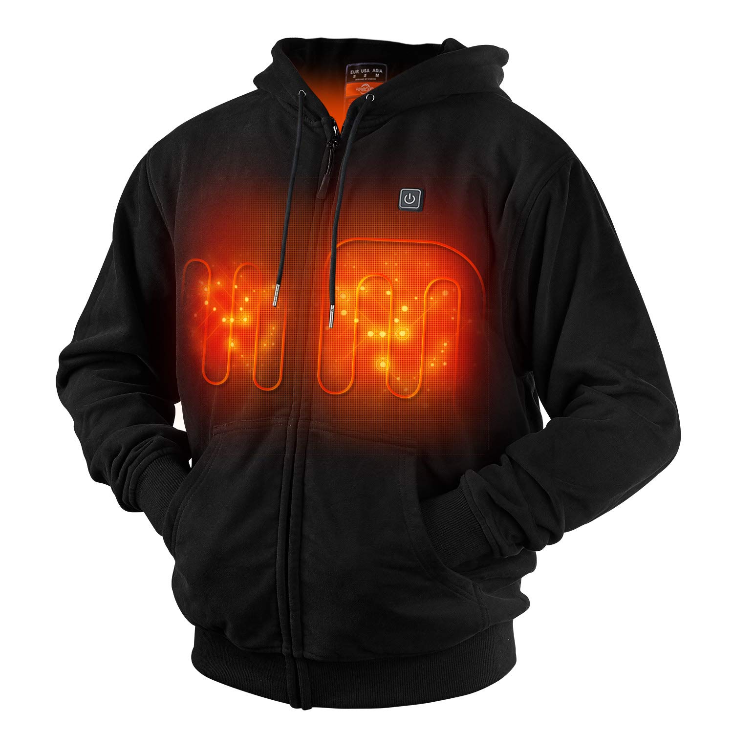 KABCON Heated Hoodie - Unisex Electric Heating Sweatshirt with Rechargeable Battery Pack (Black) - Perfect for Winter Outdoor Activities, Camping & Couple Gifts